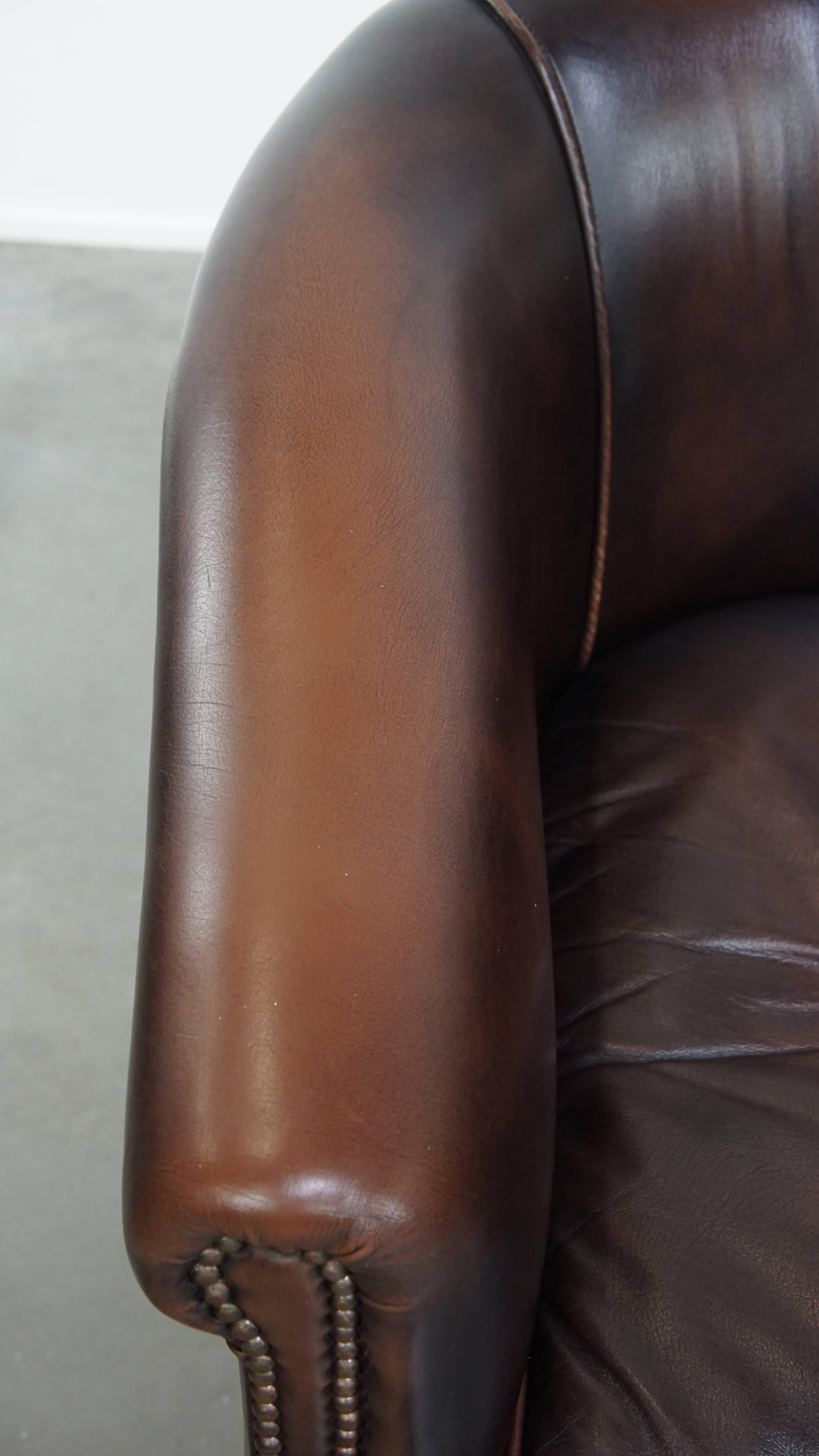 Cuir de vache Fauteuil club en cuir de vachette de style anglais en vente