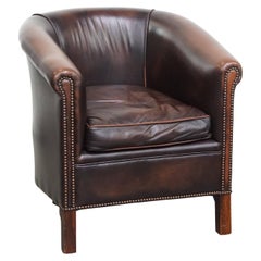 Cowhide Leather Club Armchair in English Style