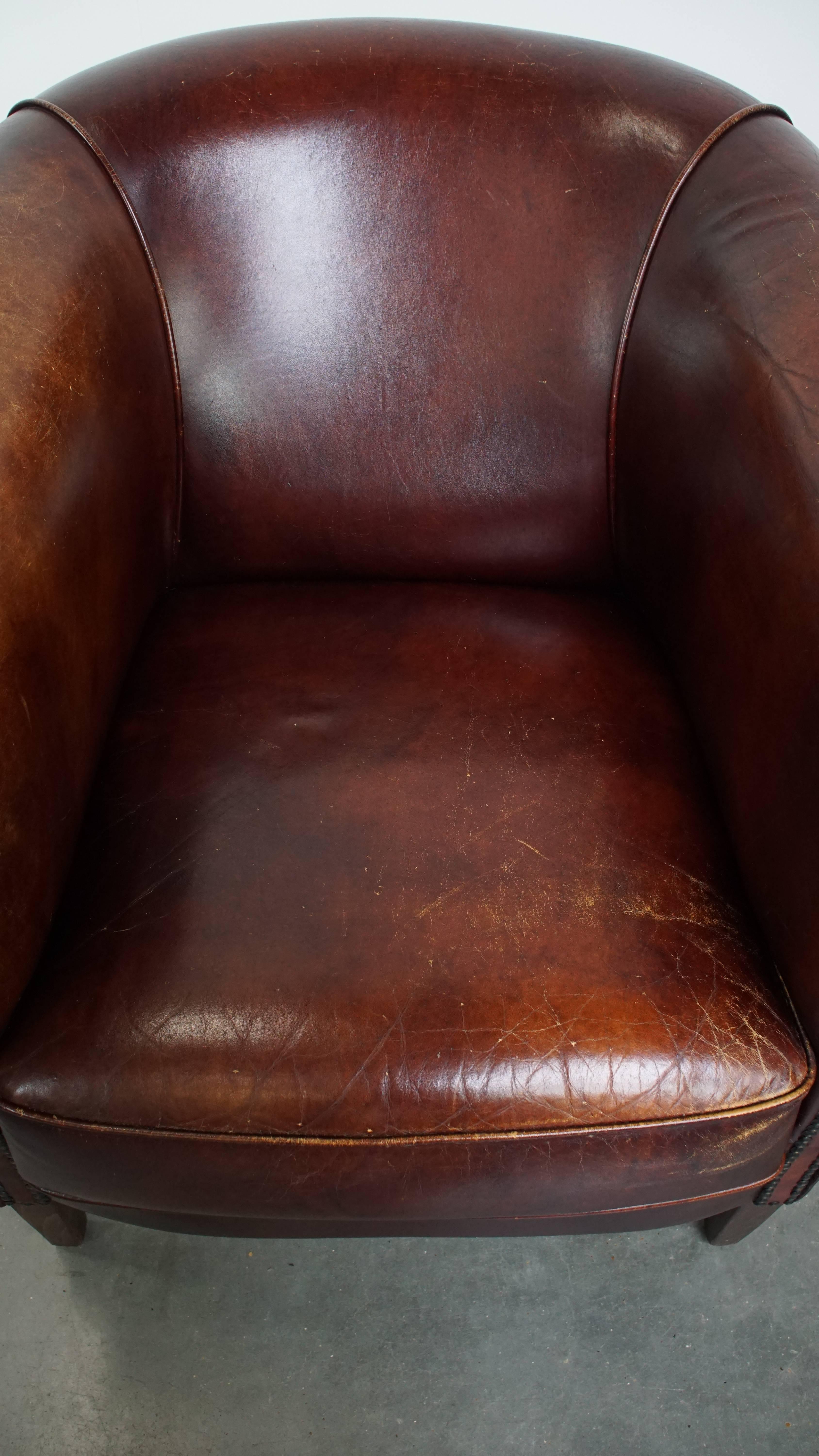 XX secolo Sedia Club in pelle di vacchetta in stile inglese in vendita