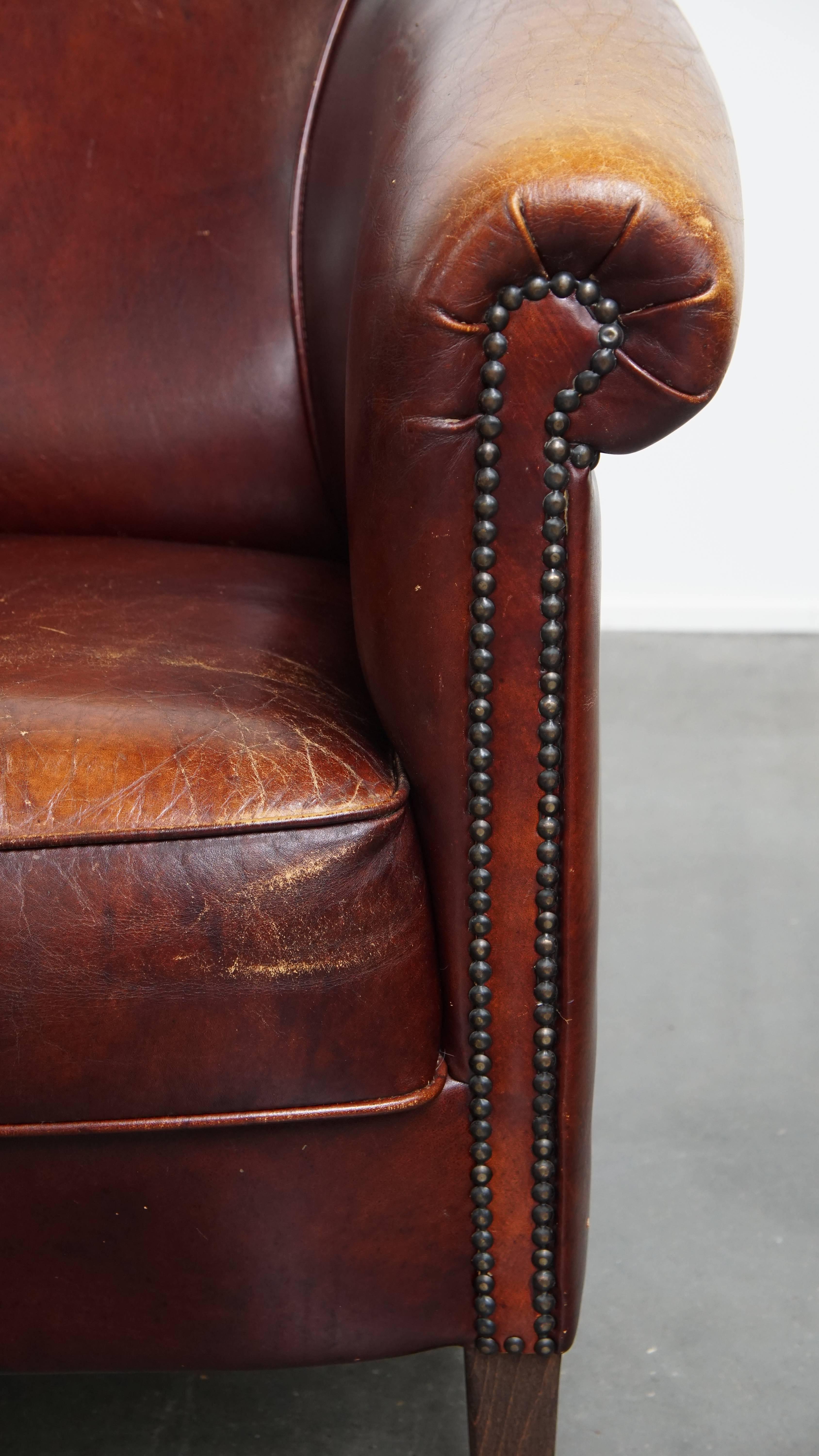 Sedia Club in pelle di vacchetta in stile inglese in vendita 2