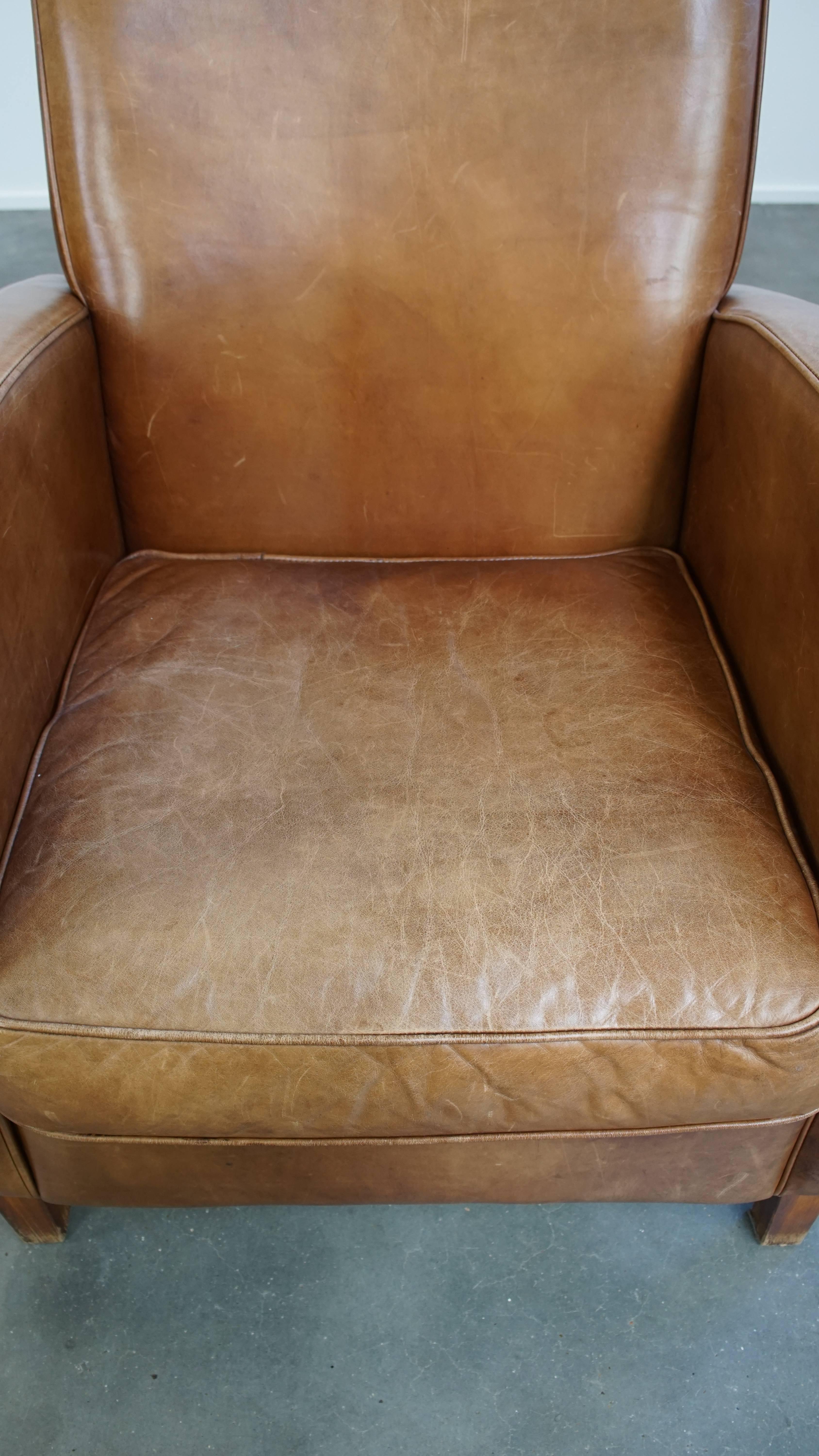 Designer-Sessel aus Rindsleder in hellem Cognacfarbenem Rindsleder (20. Jahrhundert) im Angebot