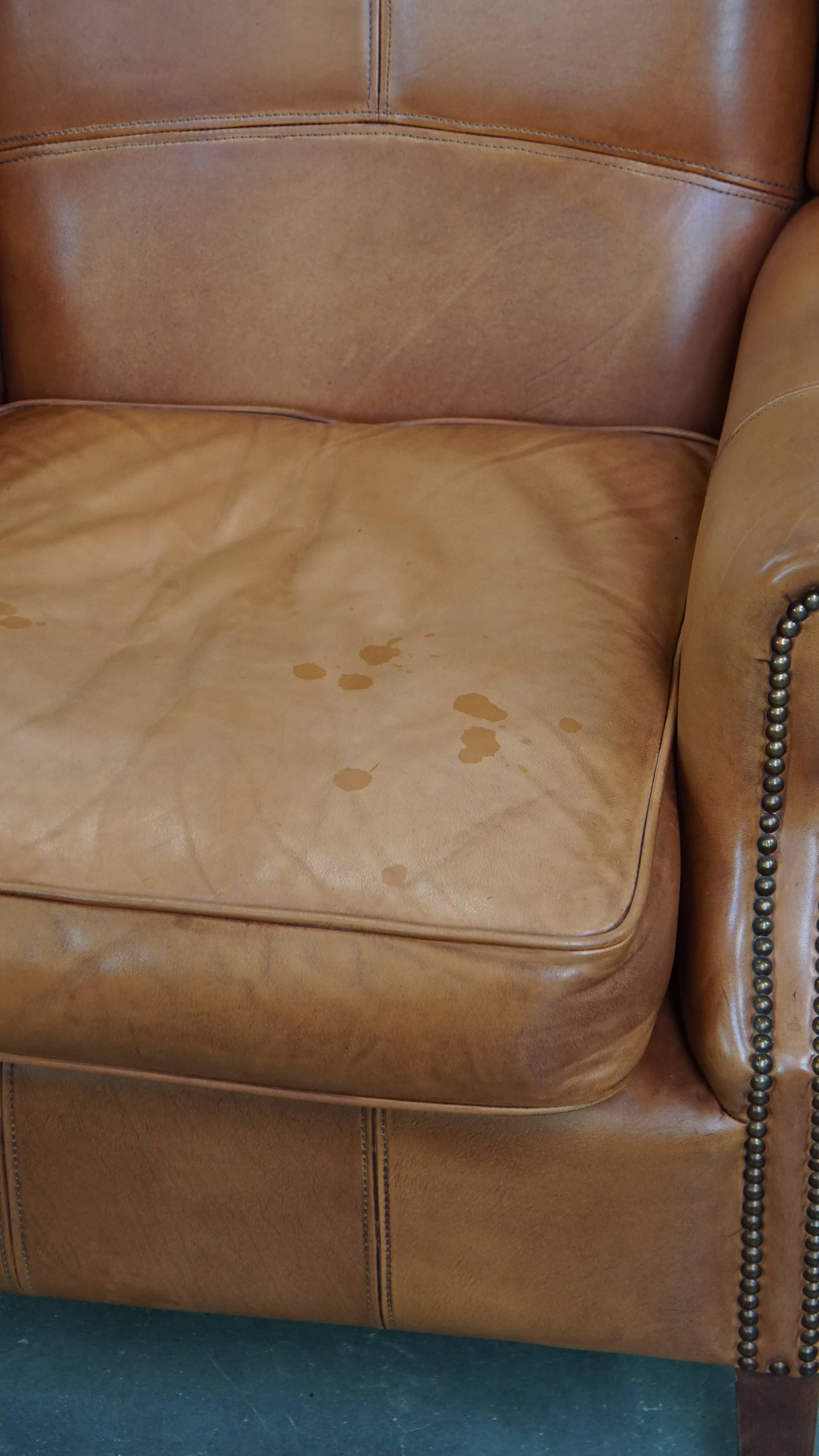 Poltrona wingback in pelle di vacchetta in vendita 4