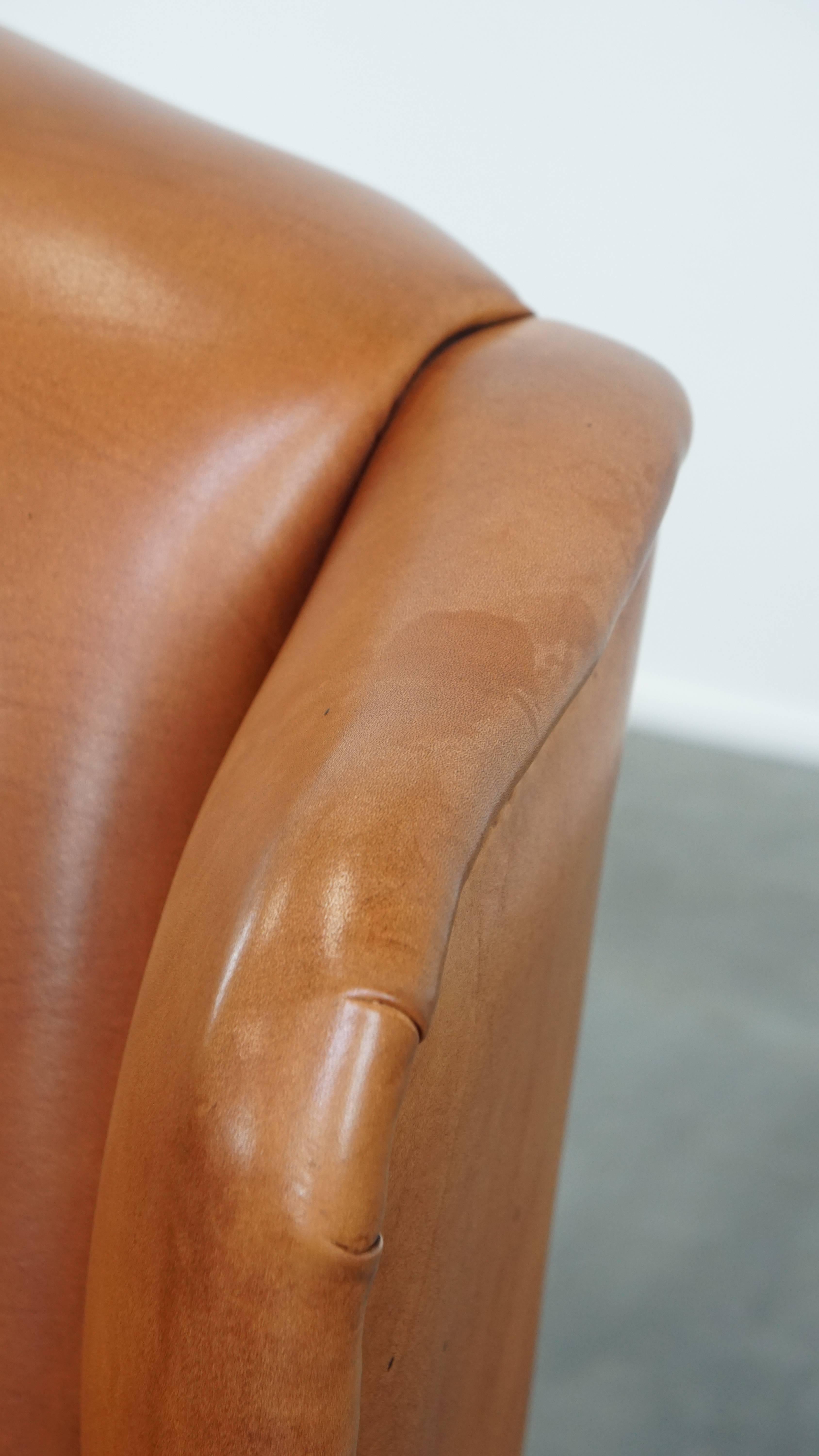 Poltrona wingback in pelle di vacchetta in vendita 6