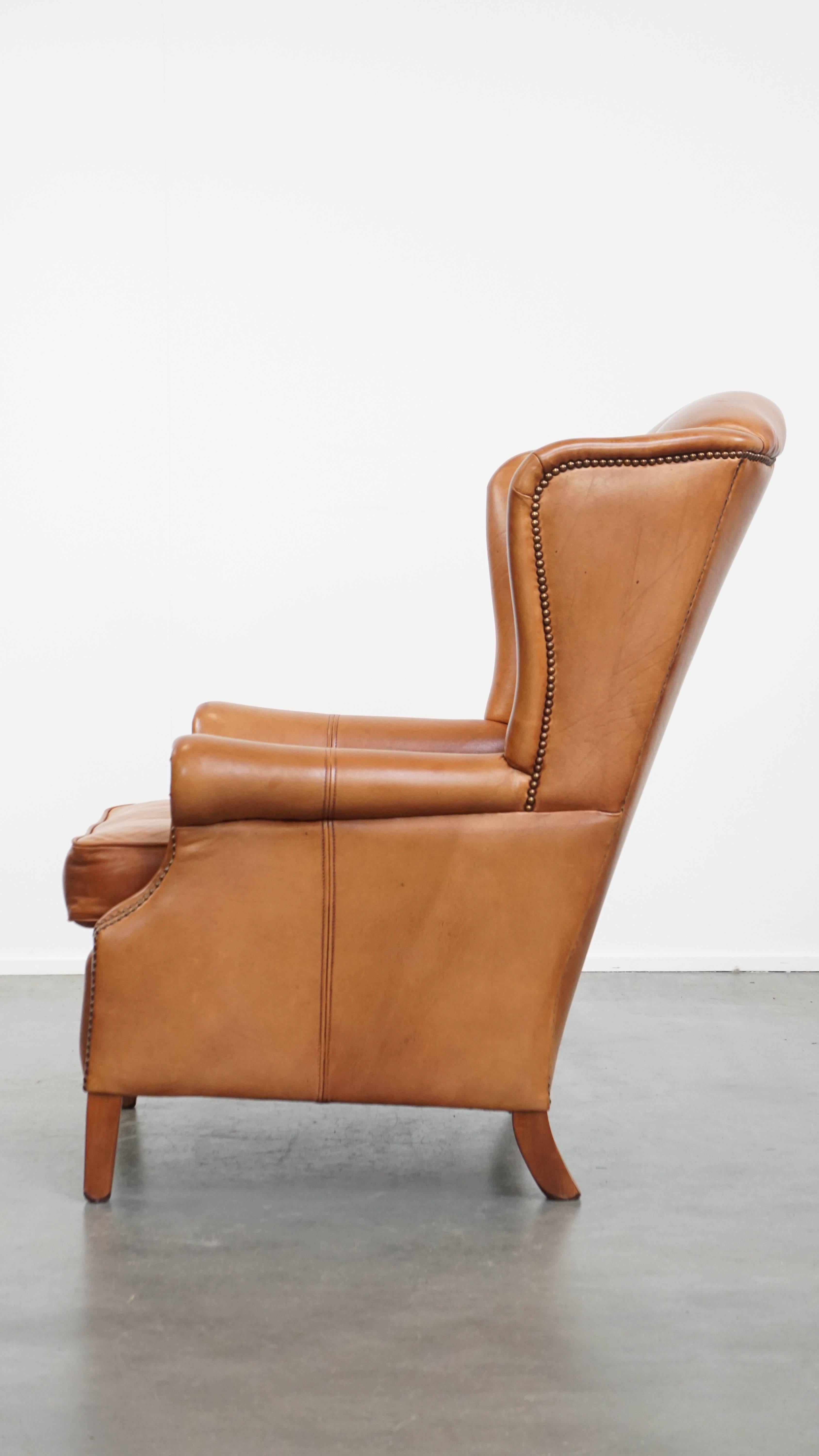 Poltrona wingback in pelle di vacchetta In condizioni buone in vendita a Harderwijk, NL