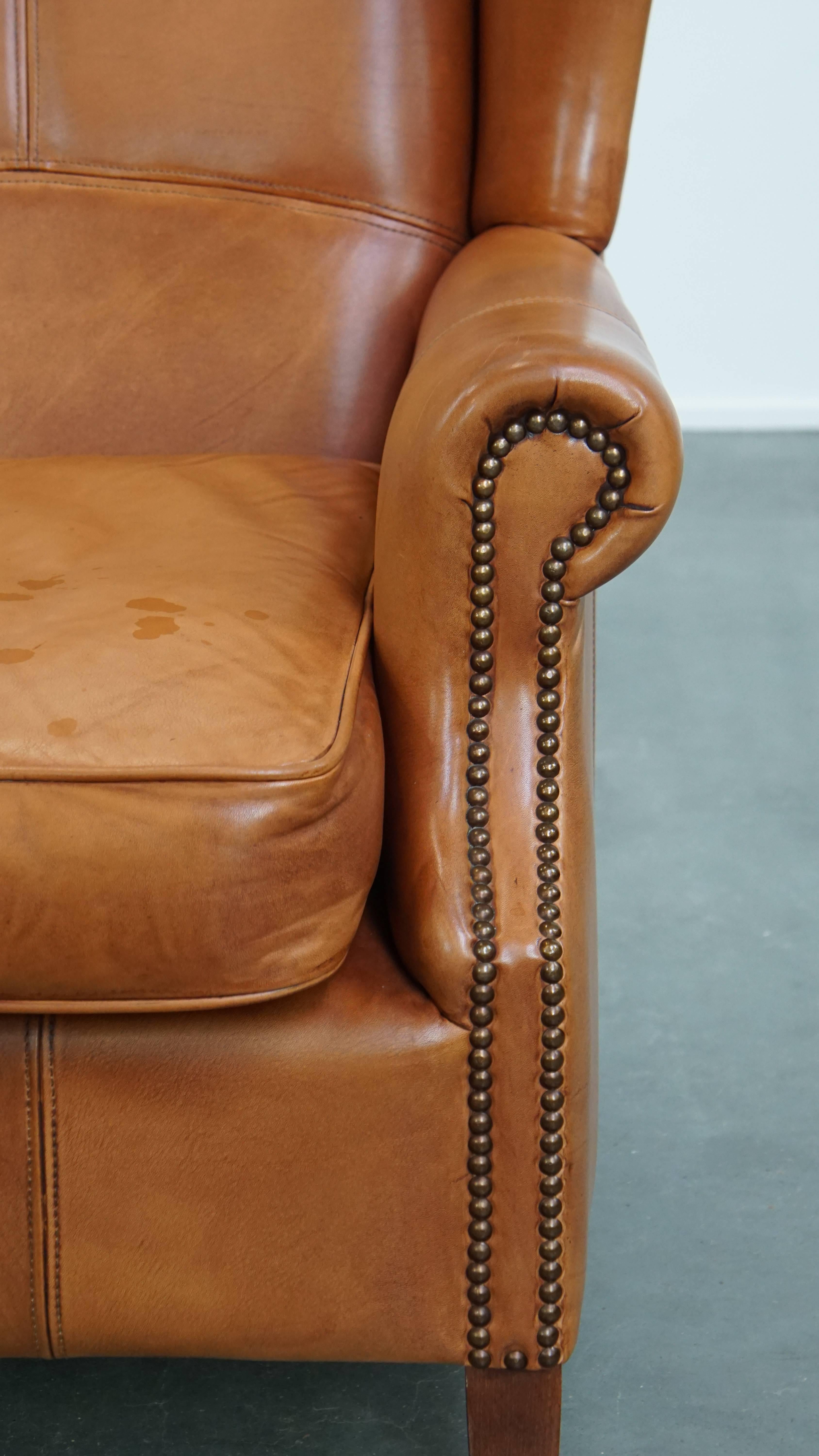 Poltrona wingback in pelle di vacchetta in vendita 2