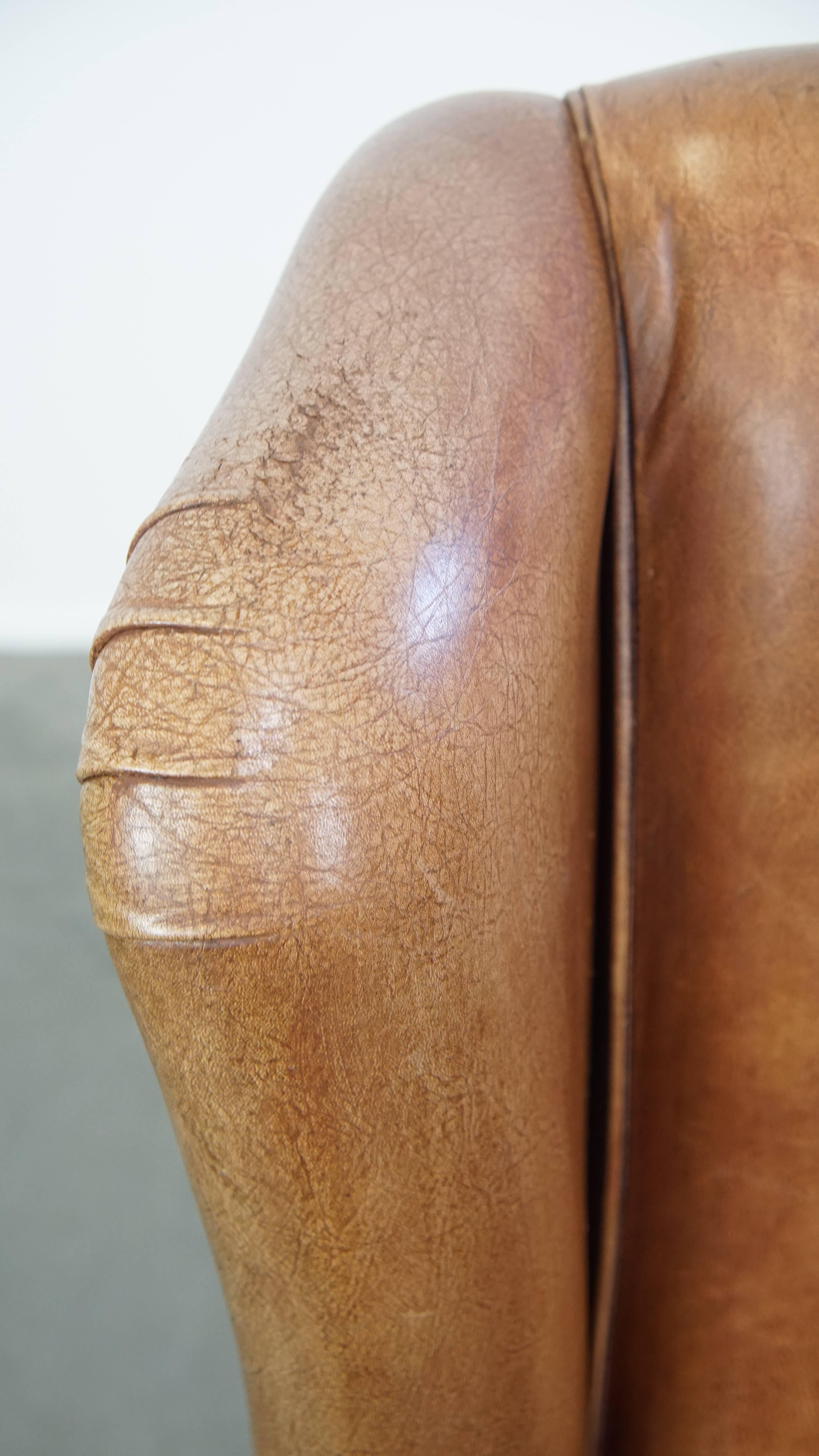 Cowhide Leder Ohrensessel in Light Cognac Farbe im Angebot 2