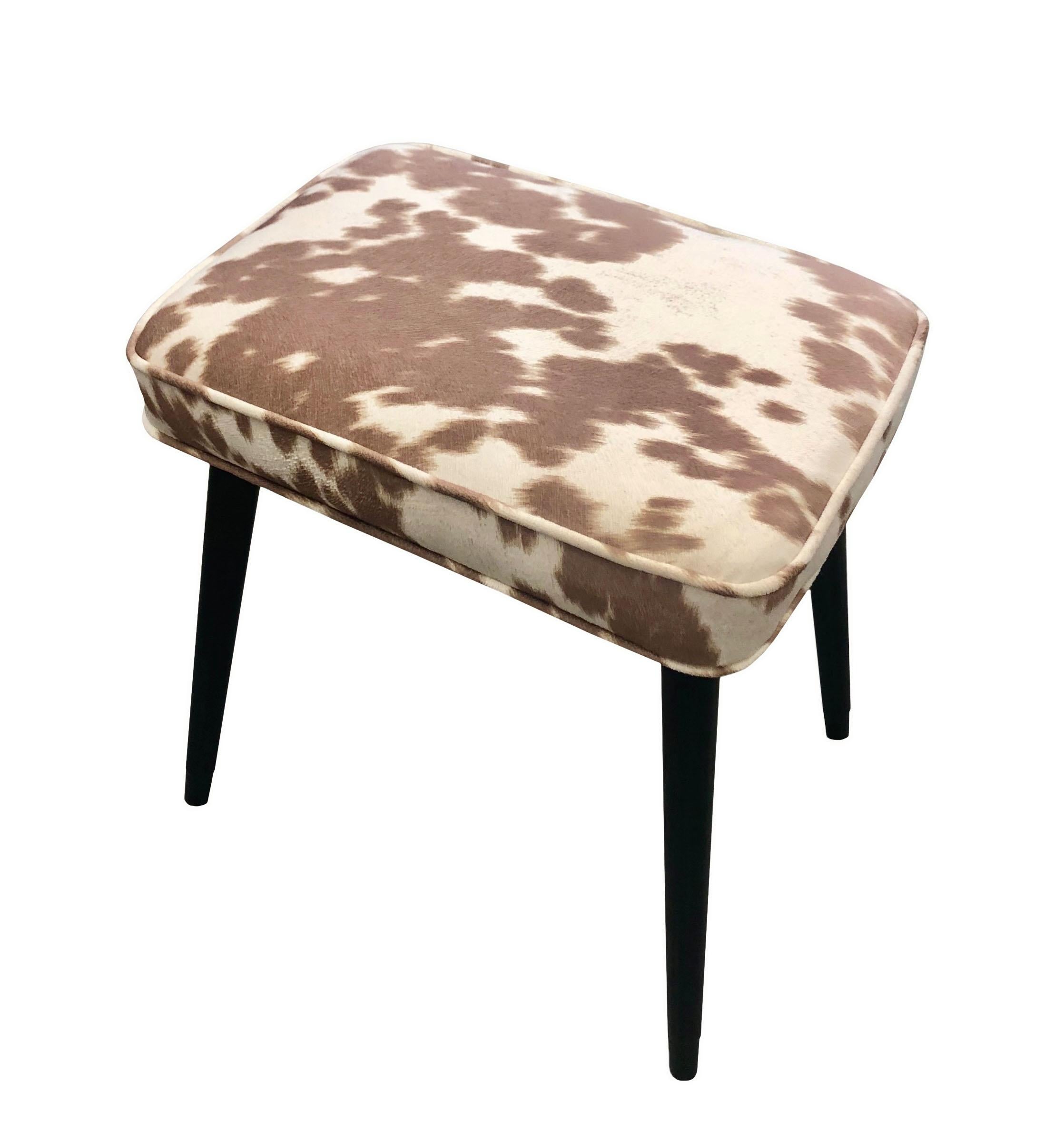 Cowhide Mid Century Stool In Good Condition For Sale In Tampa, FL