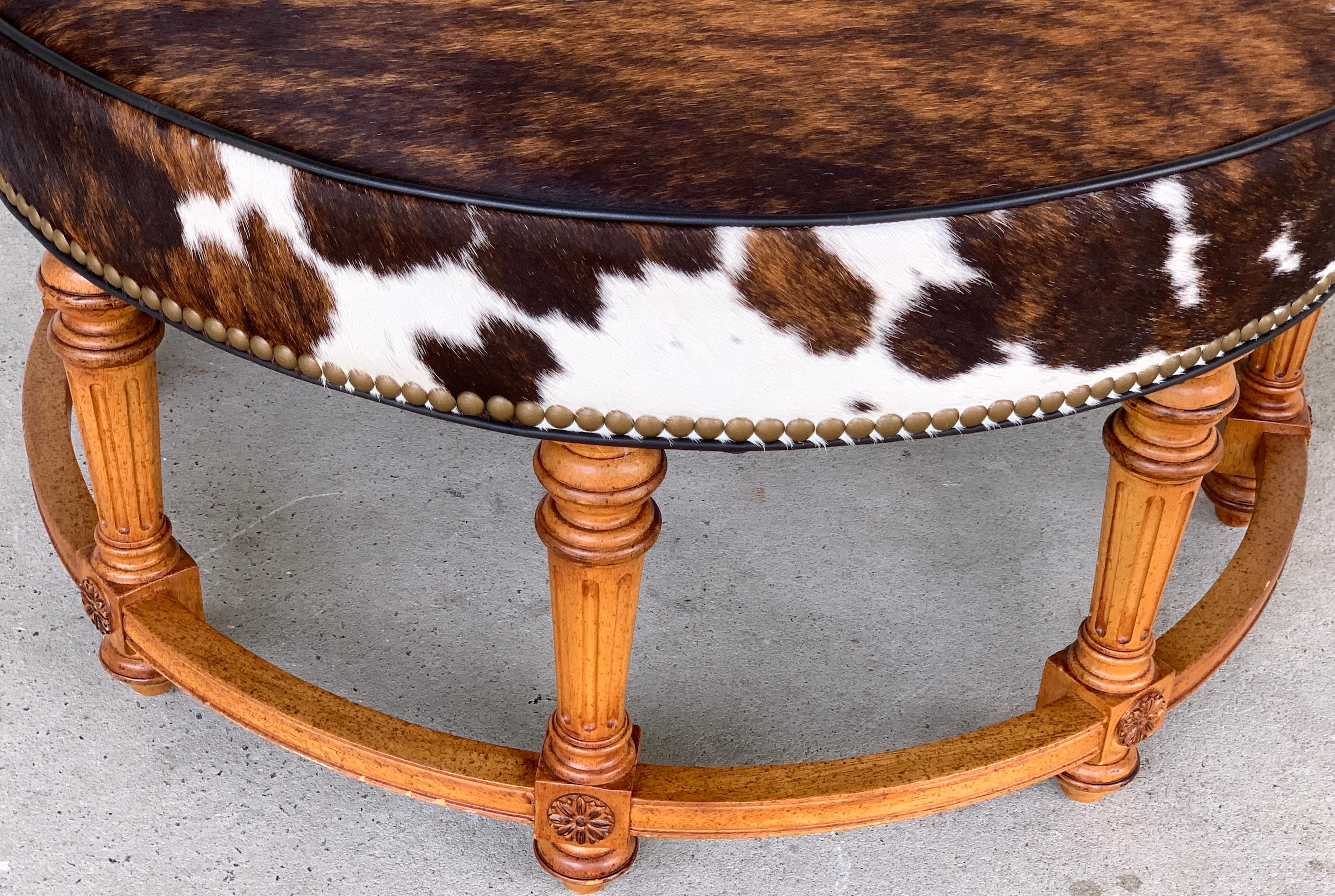 American Cowhide Ottoman by Hancock and Moore For Sale
