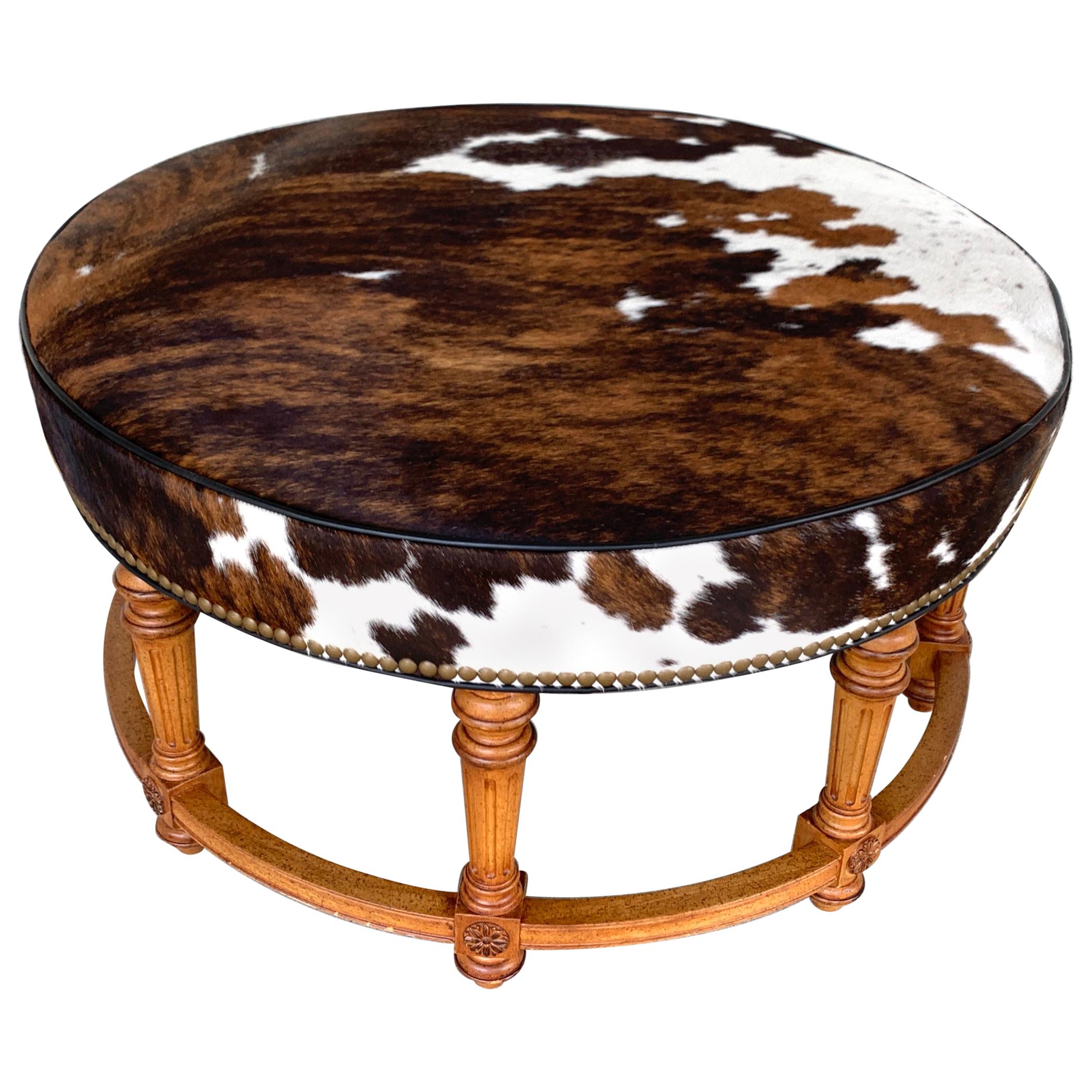 Cowhide Ottoman by Hancock and Moore For Sale