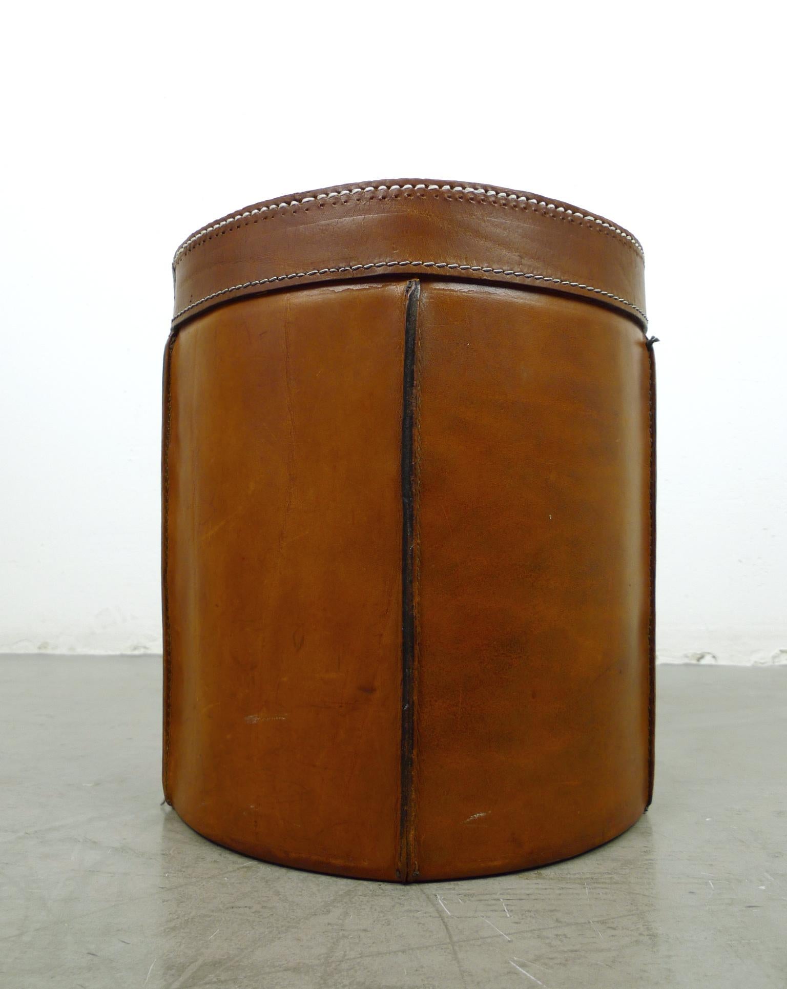 Mid-Century Modern Cowhide Paper Basket, Germany, 1960s For Sale