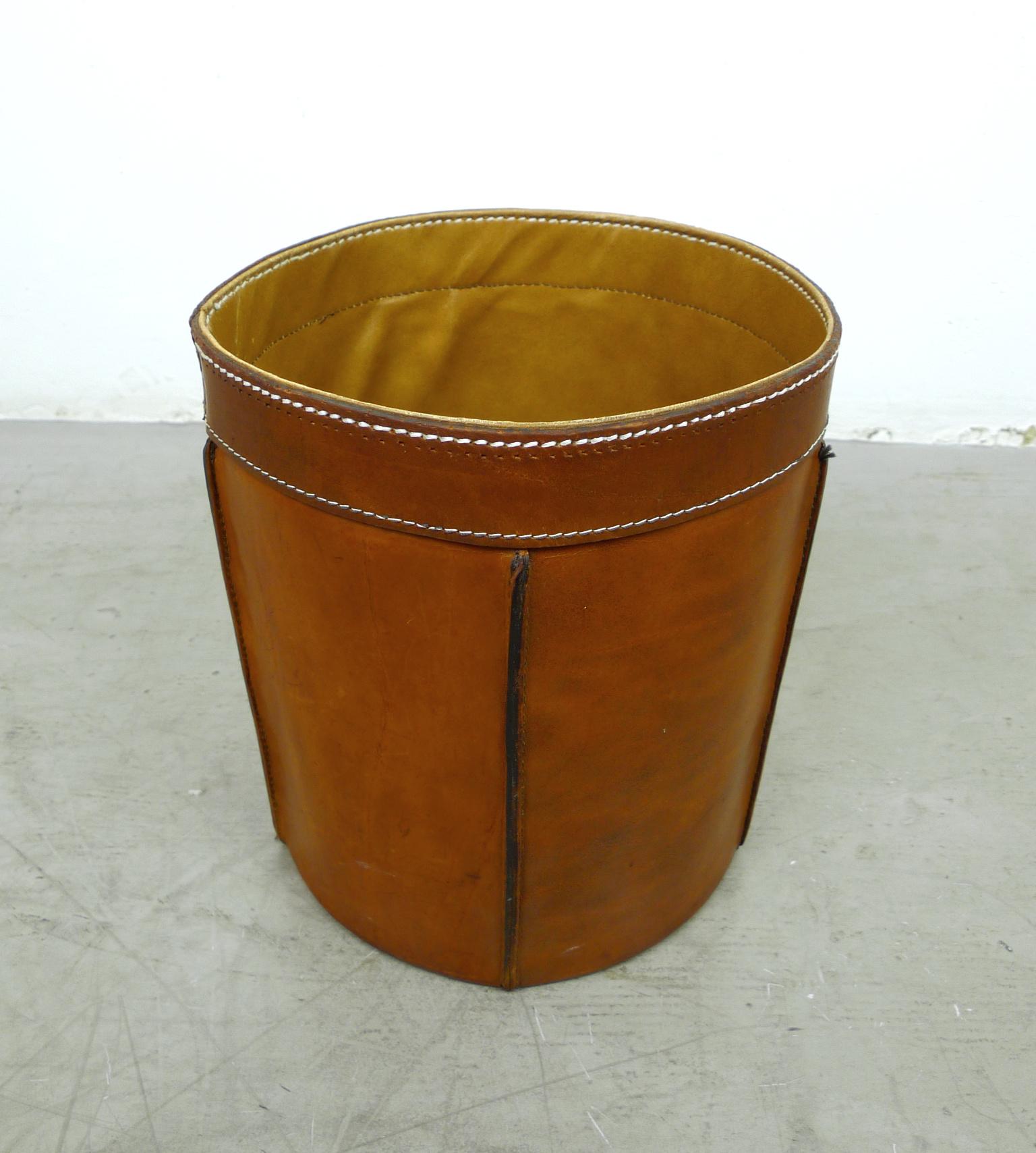 20th Century Cowhide Paper Basket, Germany, 1960s For Sale