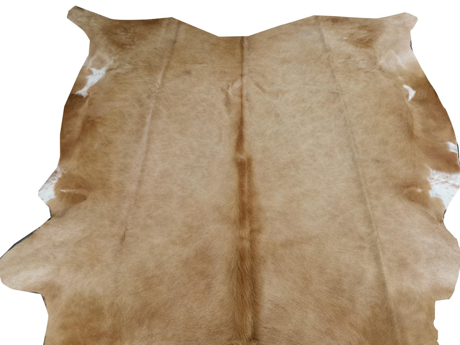 Contemporary Cowhide Rug Beige Creme Large Size