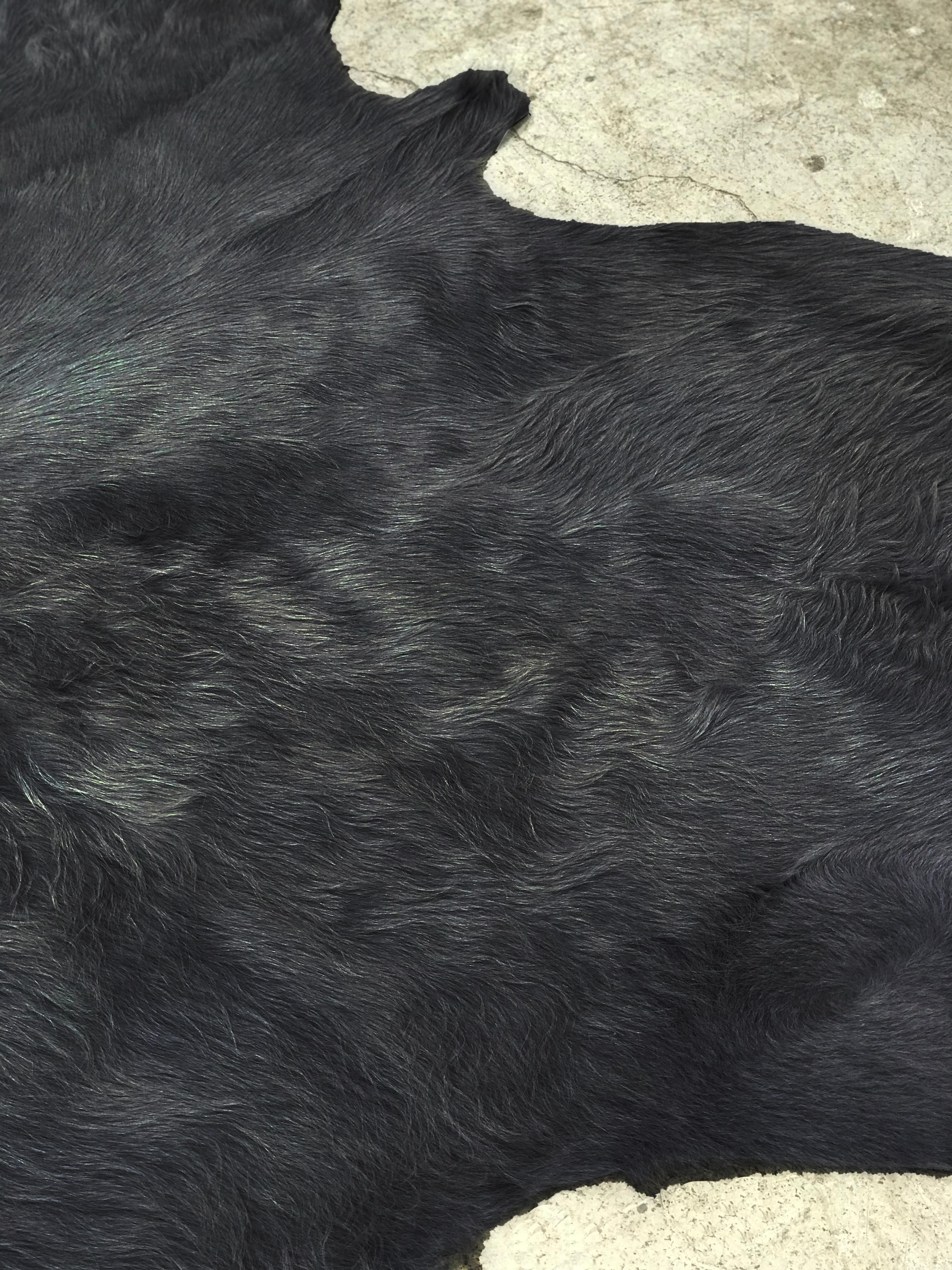 Italian Cowhide Rug, Black, Hand-Dyed, Sustainably Sourced, Variety of Colors For Sale