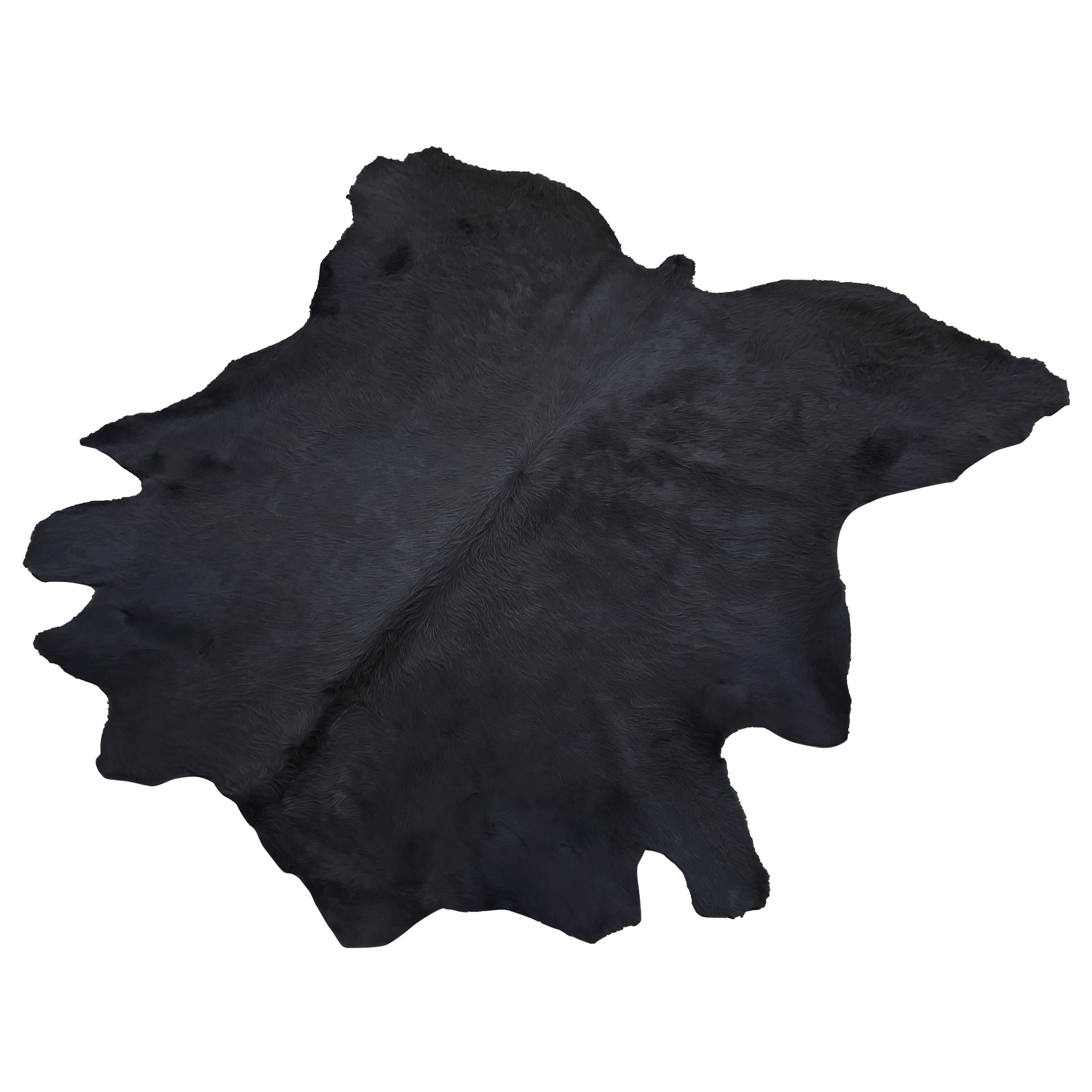 Cowhide Rug, Black, Hand-Dyed, Sustainably Sourced, Variety of Colors For Sale