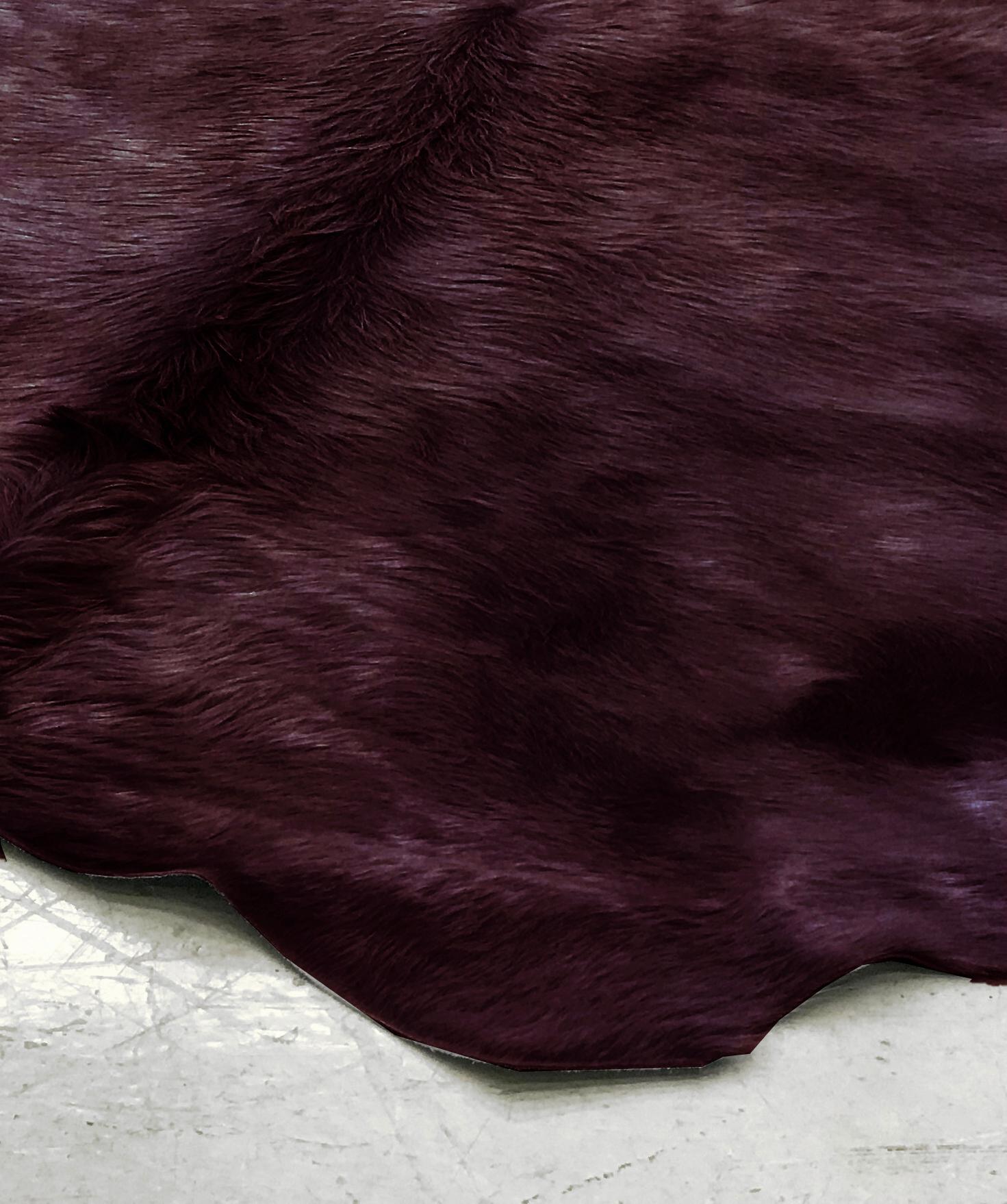 Cowhide Rug, Burgundy, Hand Dyed, Sustainably Sourced, Variety of Colors In New Condition For Sale In London, GB