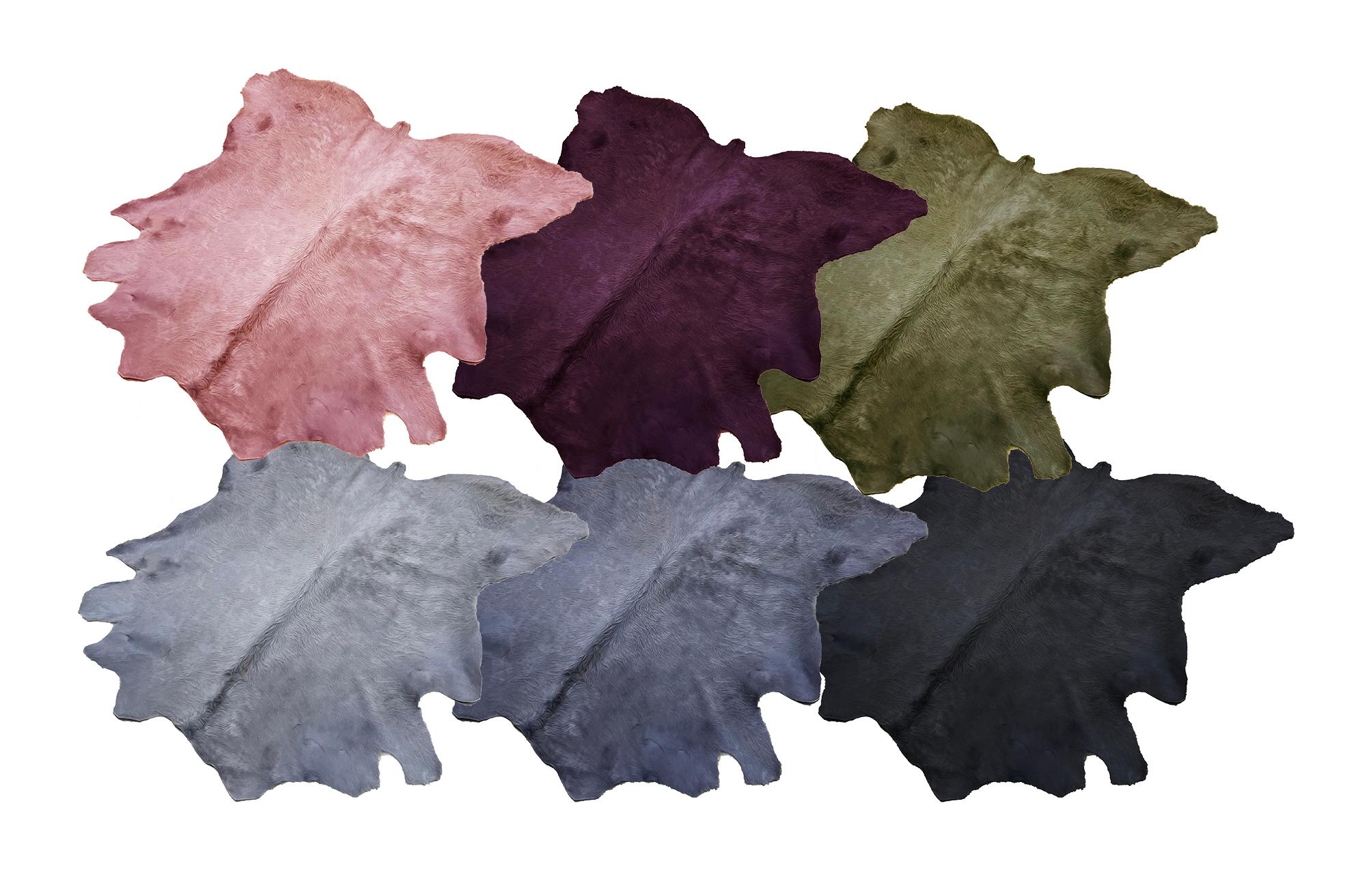 Contemporary Cowhide Rug, Burgundy, Hand Dyed, Sustainably Sourced, Variety of Colors For Sale