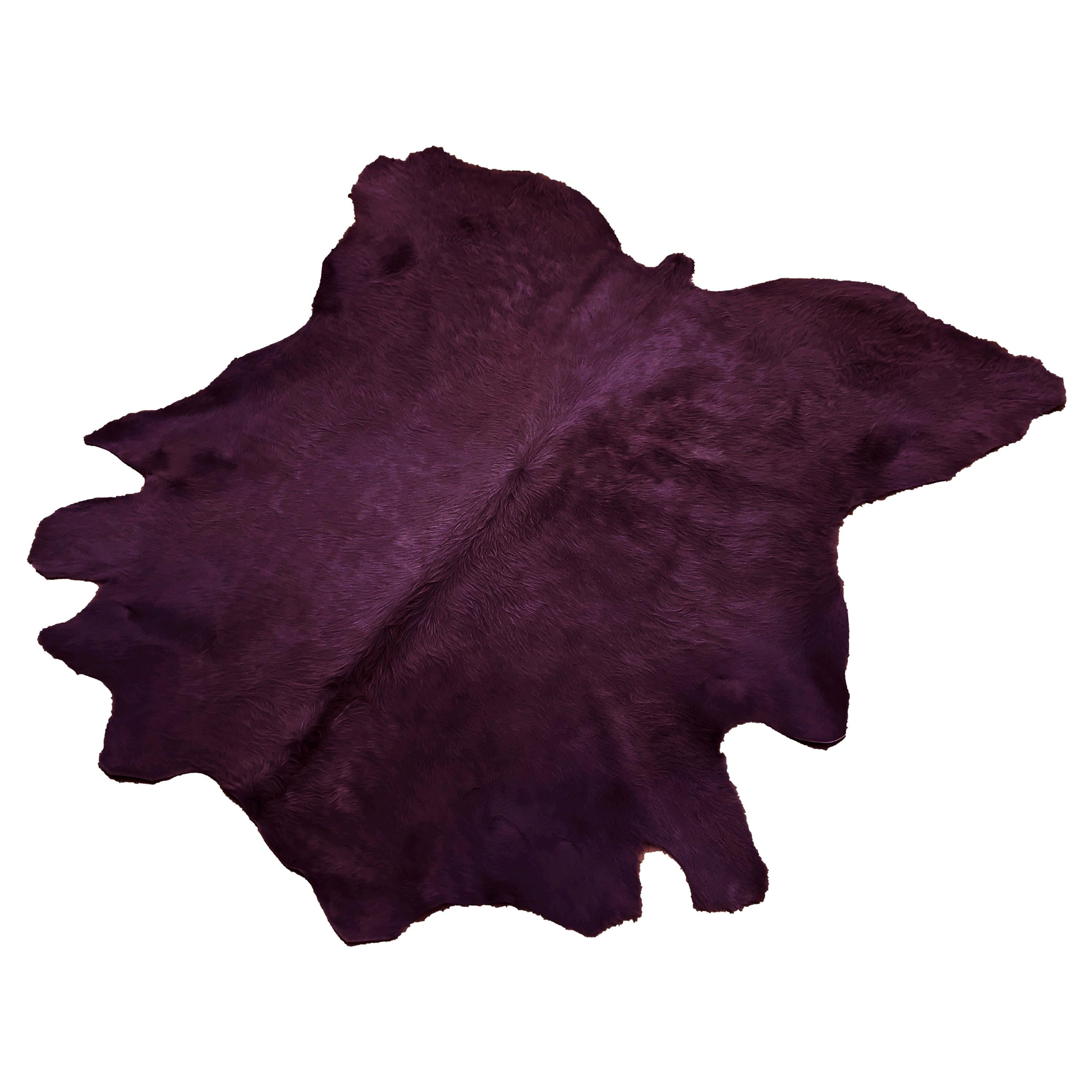 Cowhide Rug, Burgundy, Hand Dyed, Sustainably Sourced, Variety of Colors For Sale
