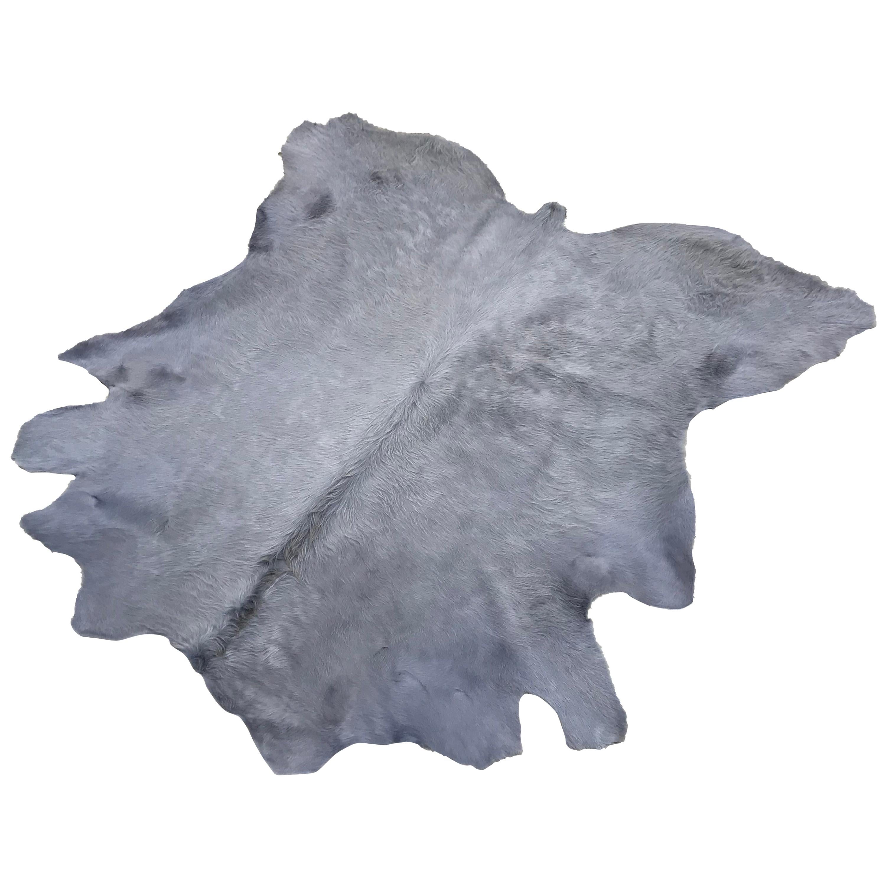 Cowhide Rug, Light Grey, Hand-Dyed, Sustainably Sourced, Variety of Colors For Sale