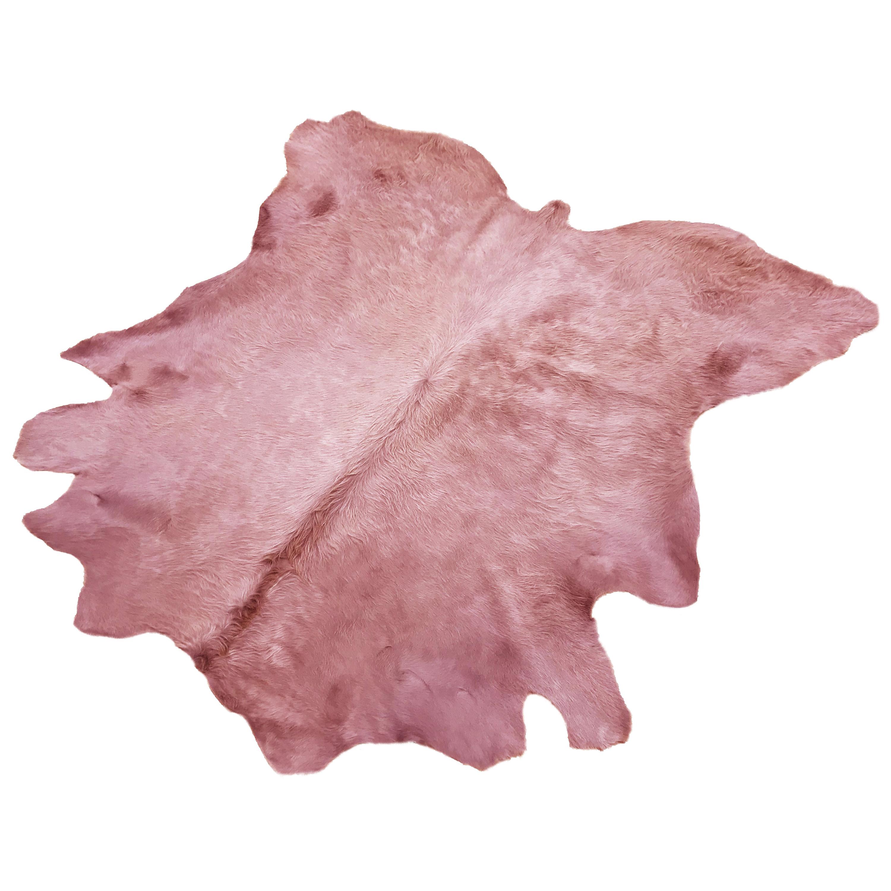 Cowhide Rug, Salmon Pink, Hand-Dyed, Sustainably Sourced, Variety of Colors For Sale