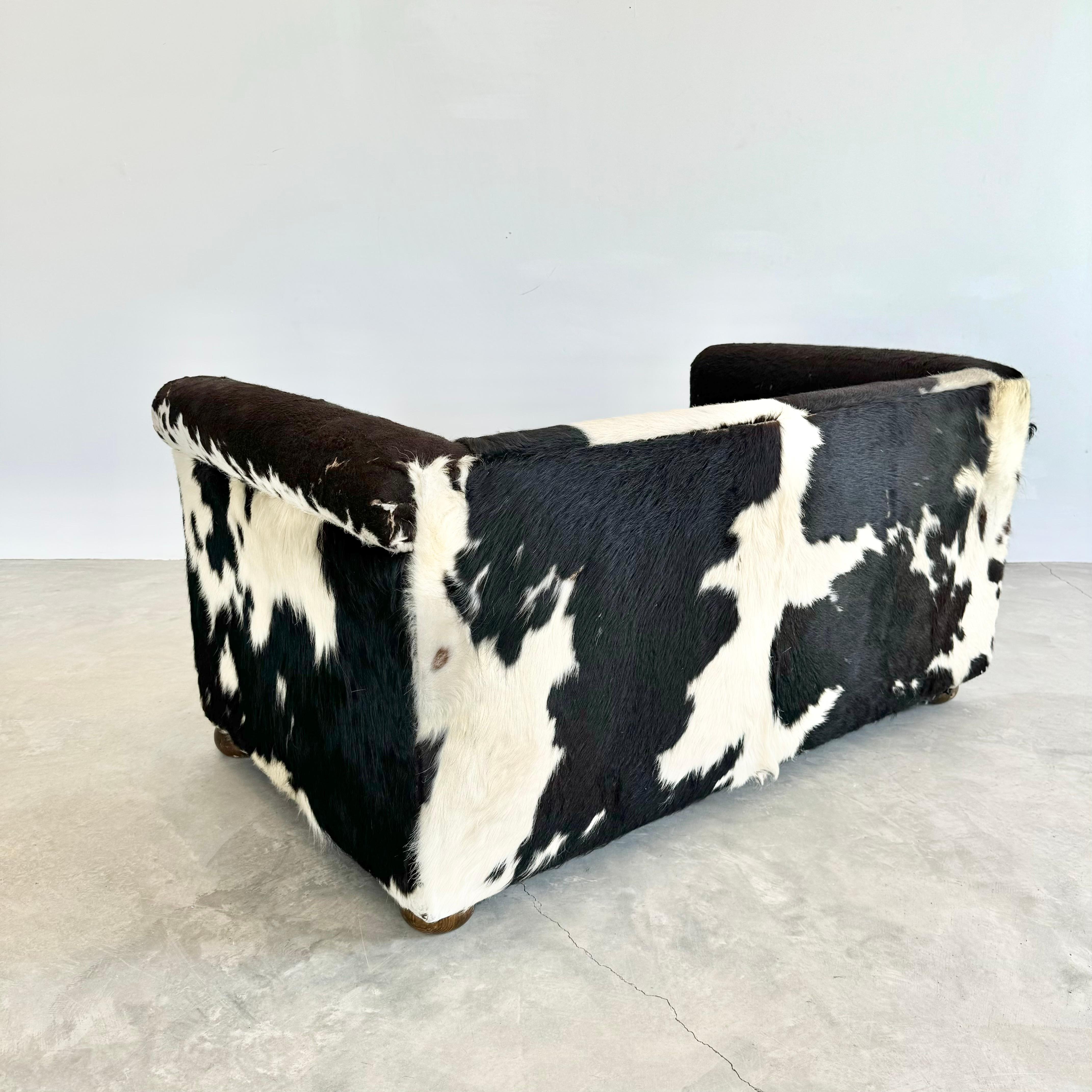 Leather Cowhide Sofa, 1980s USA For Sale