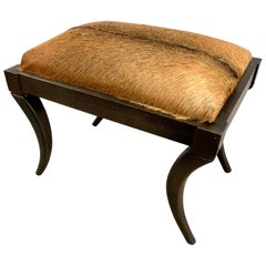 Cowhide Upholstered Bench Stool Seat