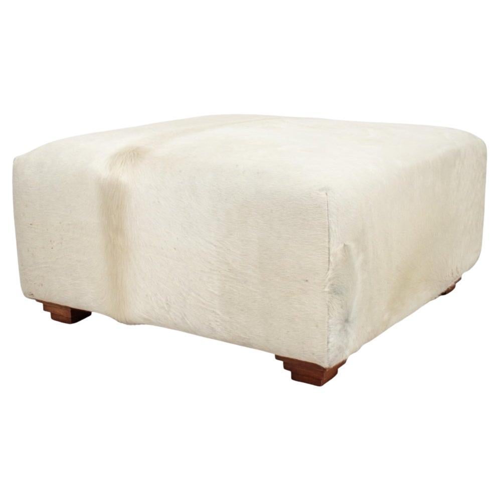 Cowhide Upholstered Storage Pouf or Ottoman For Sale