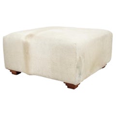 Cowhide Upholstered Storage Pouf or Ottoman