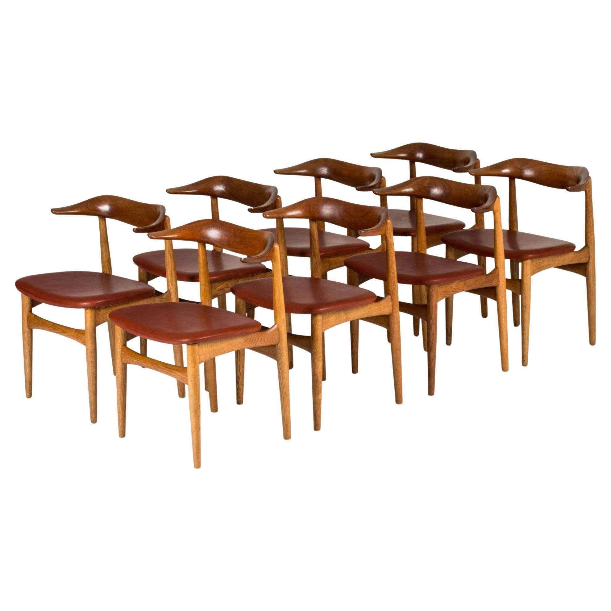 "Cowhorn" Dining Chairs by Knud Færch for Slagelse Møbelværk, Denmark, 1950s For Sale