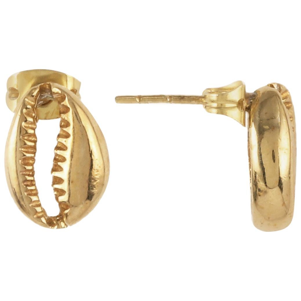 Cowire Earrings in Brass with 14k Gold Plating