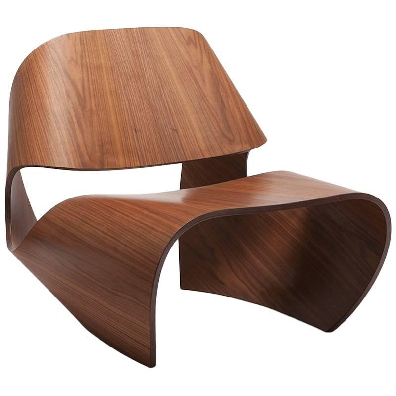 Cowrie, Walnut Veneered Bent Plywood Contemporary Lounge Chair by Made in Ratio