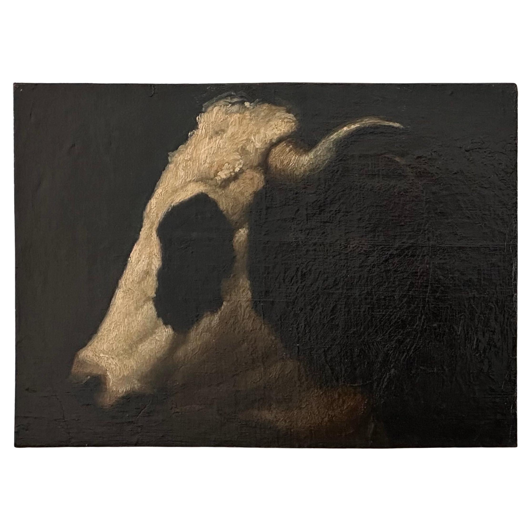 "Cow
s Head" Oil on Canvas, French School from mid-19th c., circle of Brascassat