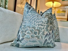 Cowtan and Tout “Coromandel” in Cloud Blue 22” Down-Filled Pillows - a Pair