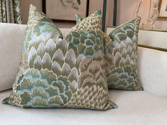 Cowtan and Tout “Coromandel” in Emerald 22” Down-Filled Pillows - a Pair