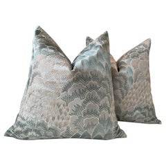 Cowtan & Tout “Coromandel” in Aqua 22” Pillows - a Pair - CUSTOM FOR H