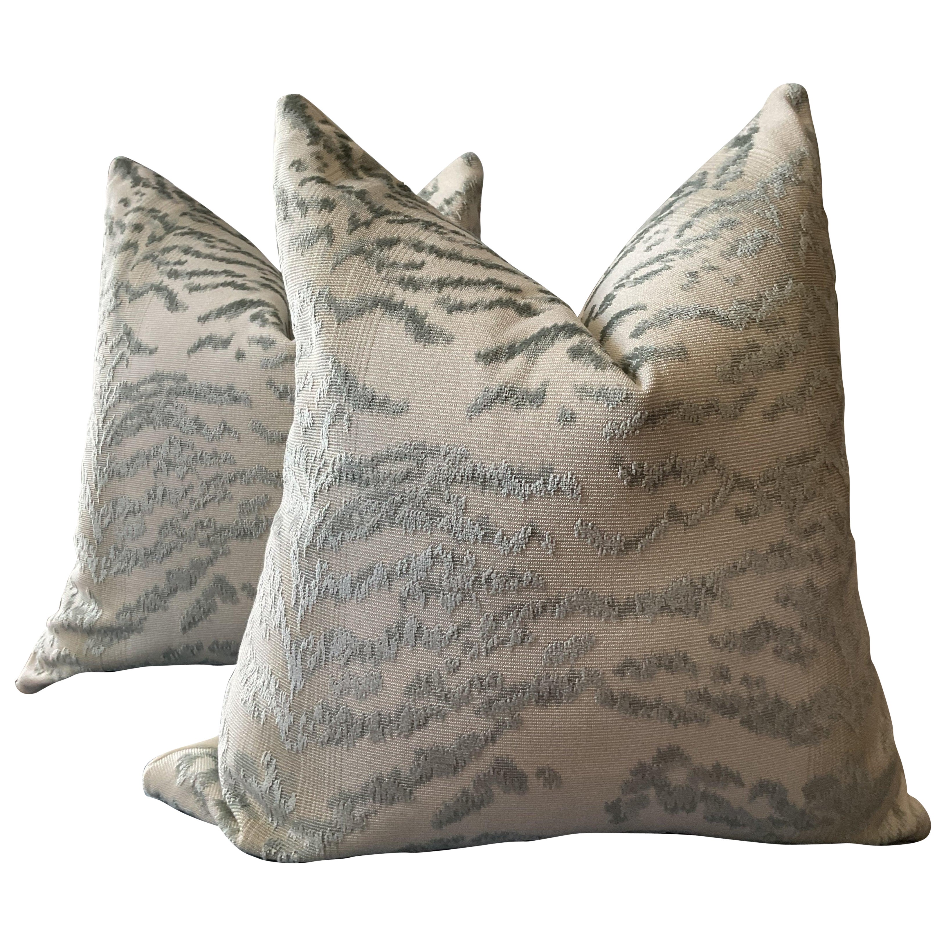 Cowtan & Tout "Rajah" in Celadon Pillows - a 22" Pair of Pillows For Sale