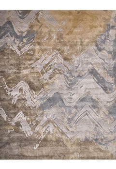 Coy Hand Tufted Modern Silk Rug in Lavender Grey & Olive Grey Colours by Hands