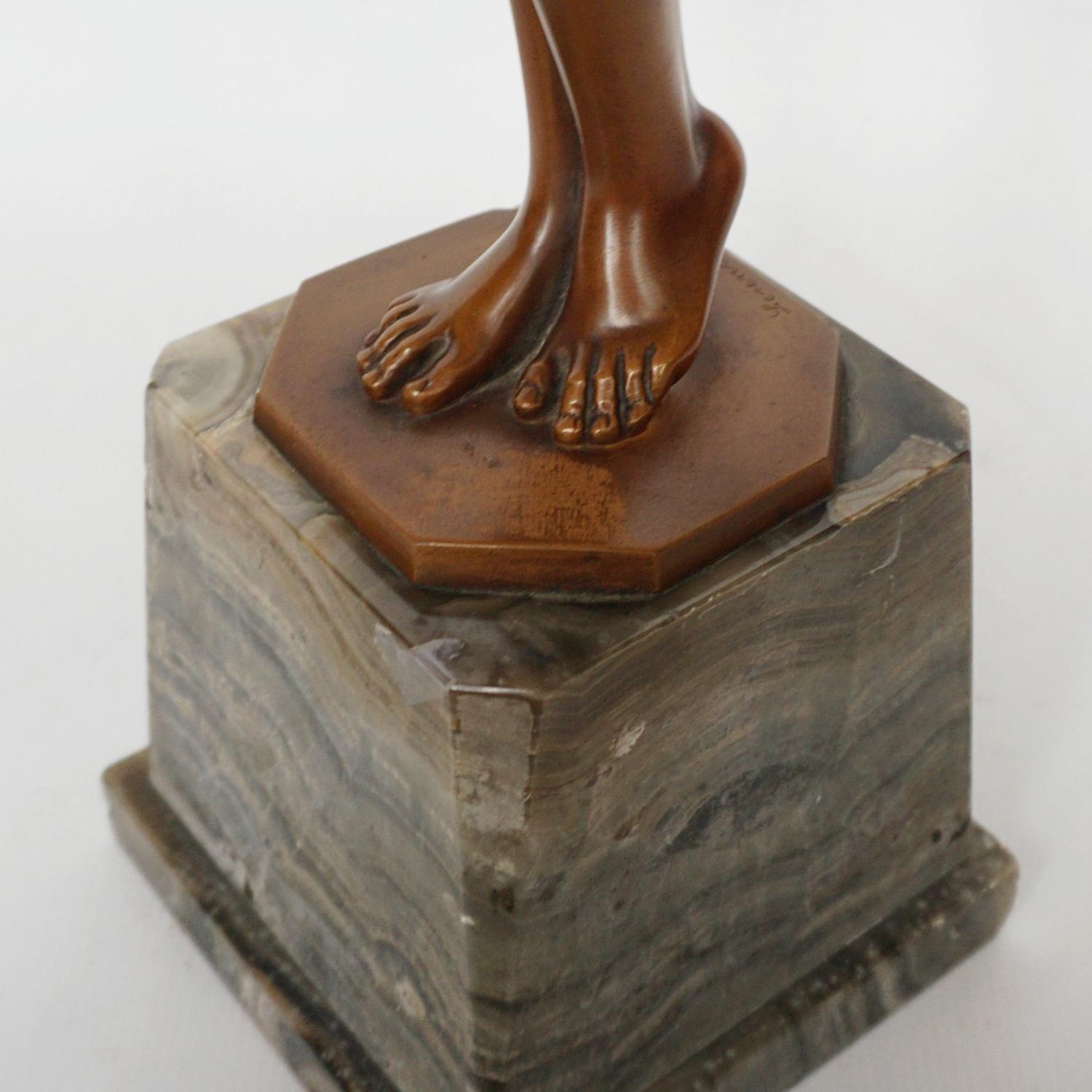 'Coy Maiden' Art Deco Bronze Sculpture by Josef Lorenzl 8