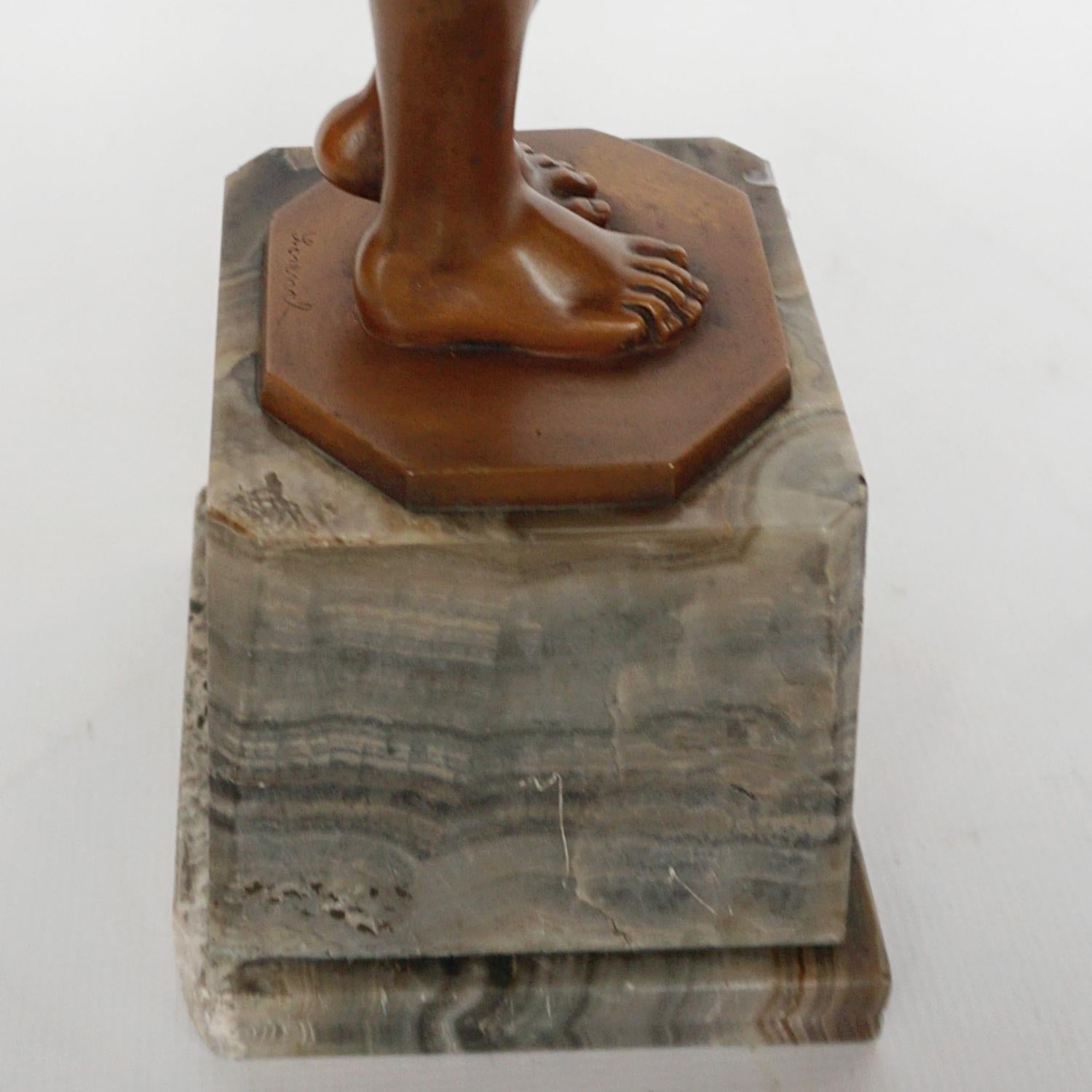'Coy Maiden' Art Deco Bronze Sculpture by Josef Lorenzl 10