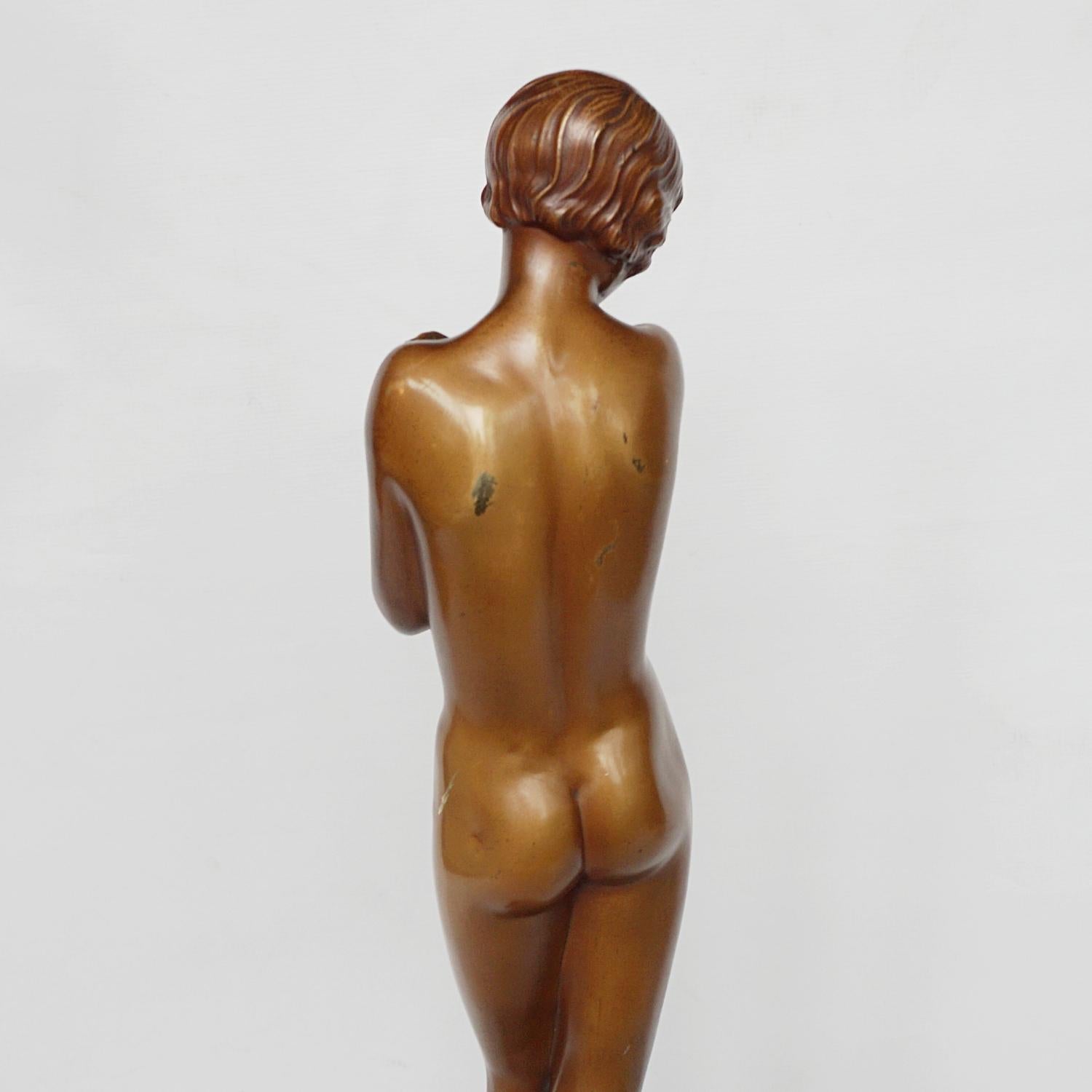 'Coy Maiden' Art Deco Bronze Sculpture by Josef Lorenzl 11