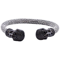 Cozmo Sterling Silver Black Skull Wrap Stingray Bracelet