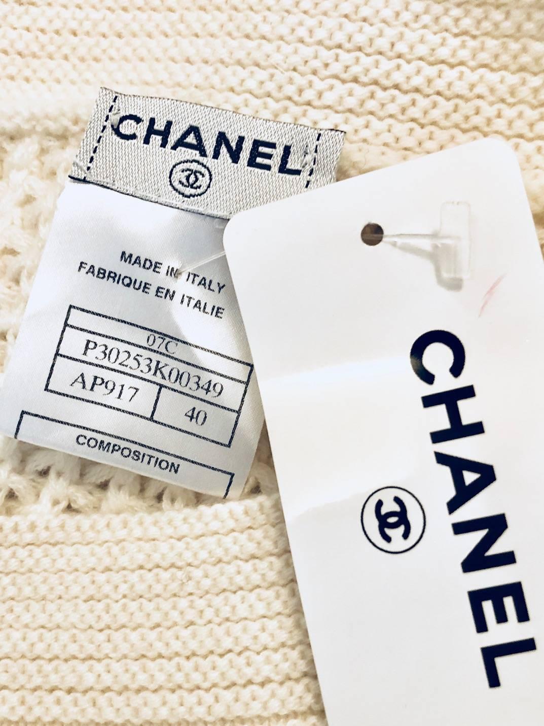 Women's Cozy Chanel Ivory Cashmere Crochet Sweater  
