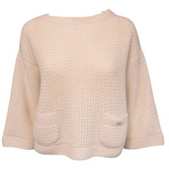 Cozy Chanel Ivory Cashmere Crochet Sweater Cozy Chanel Ivory Cashmere Crochet Sweater