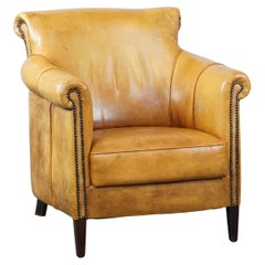 Cozy, comfortable cow leather armchair in a unique color