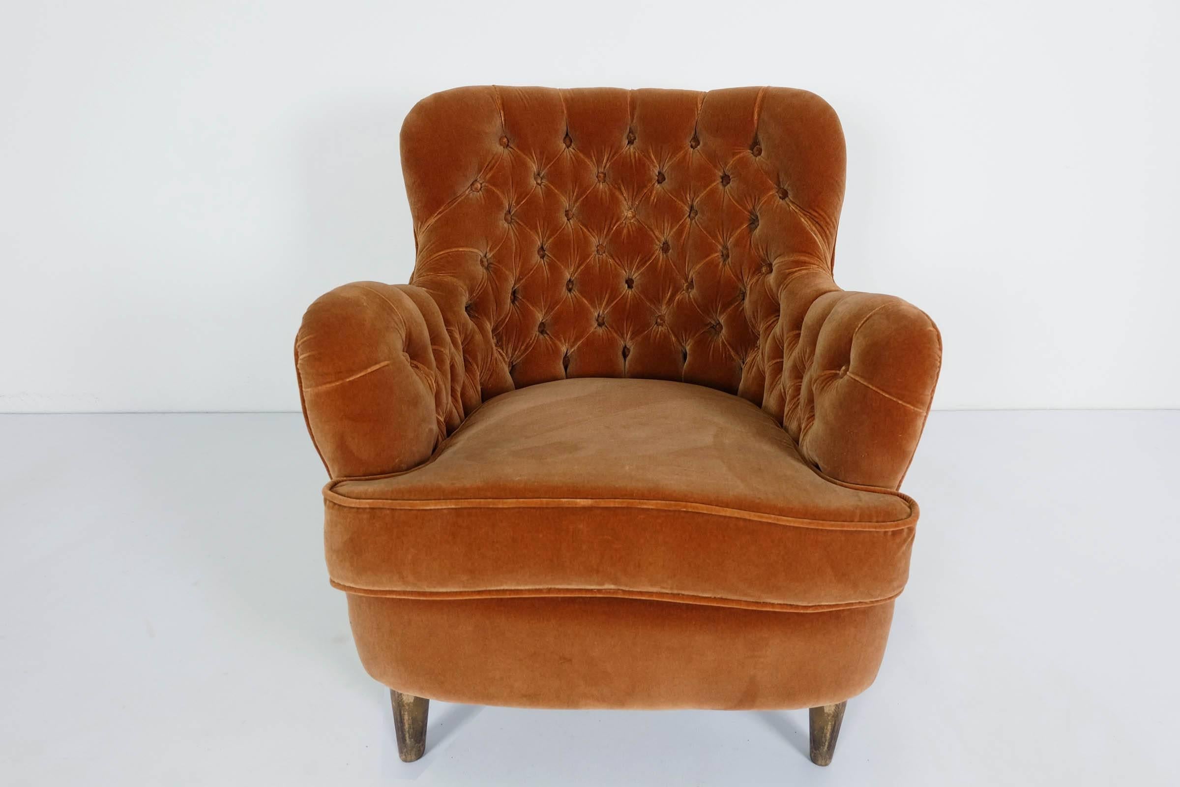 Mid-Century Modern Cozy Elegant Lobby Lounge Chair Elias Svedberg, DK, Sweden 1940
