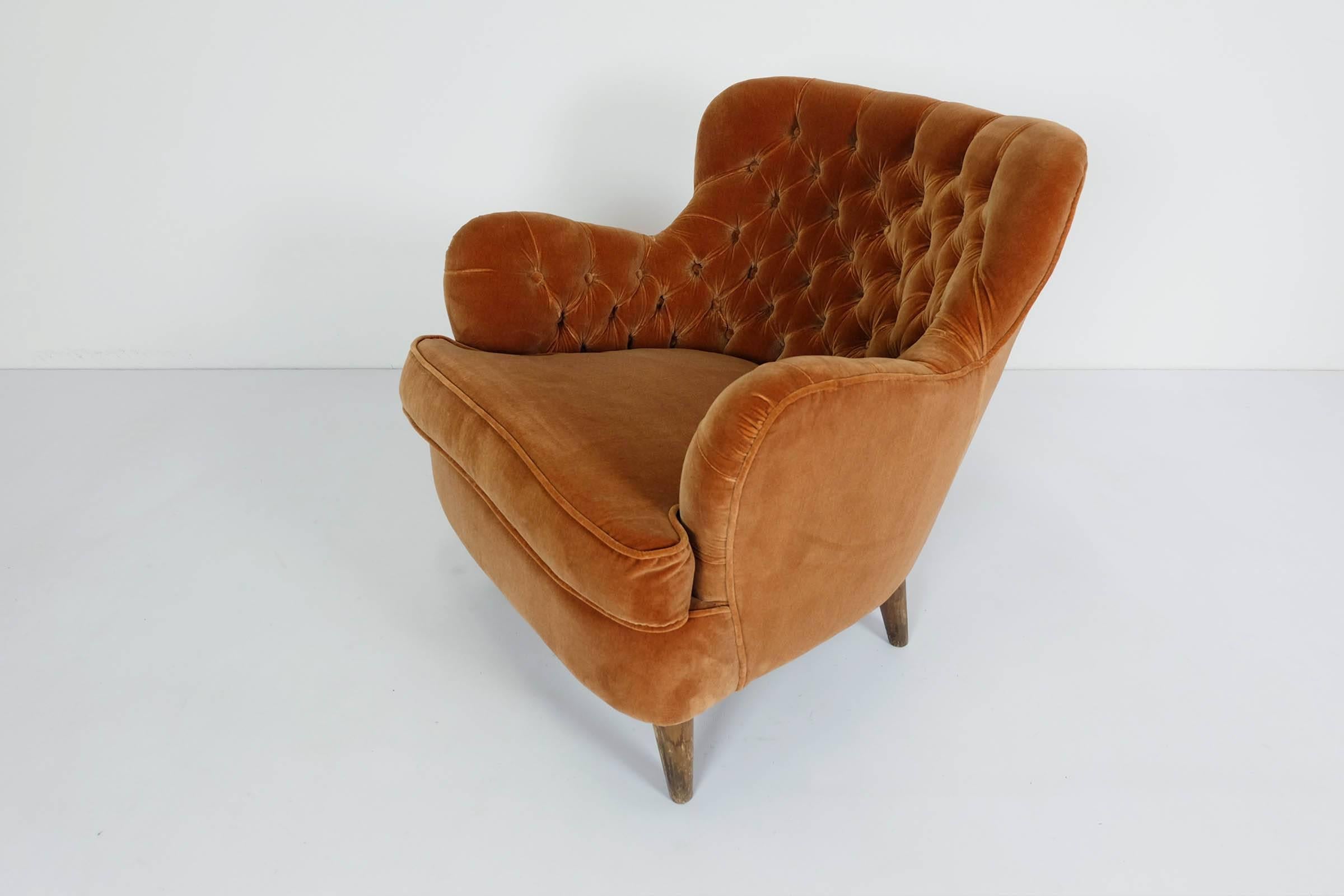 Swedish Cozy Elegant Lobby Lounge Chair Elias Svedberg, DK, Sweden 1940