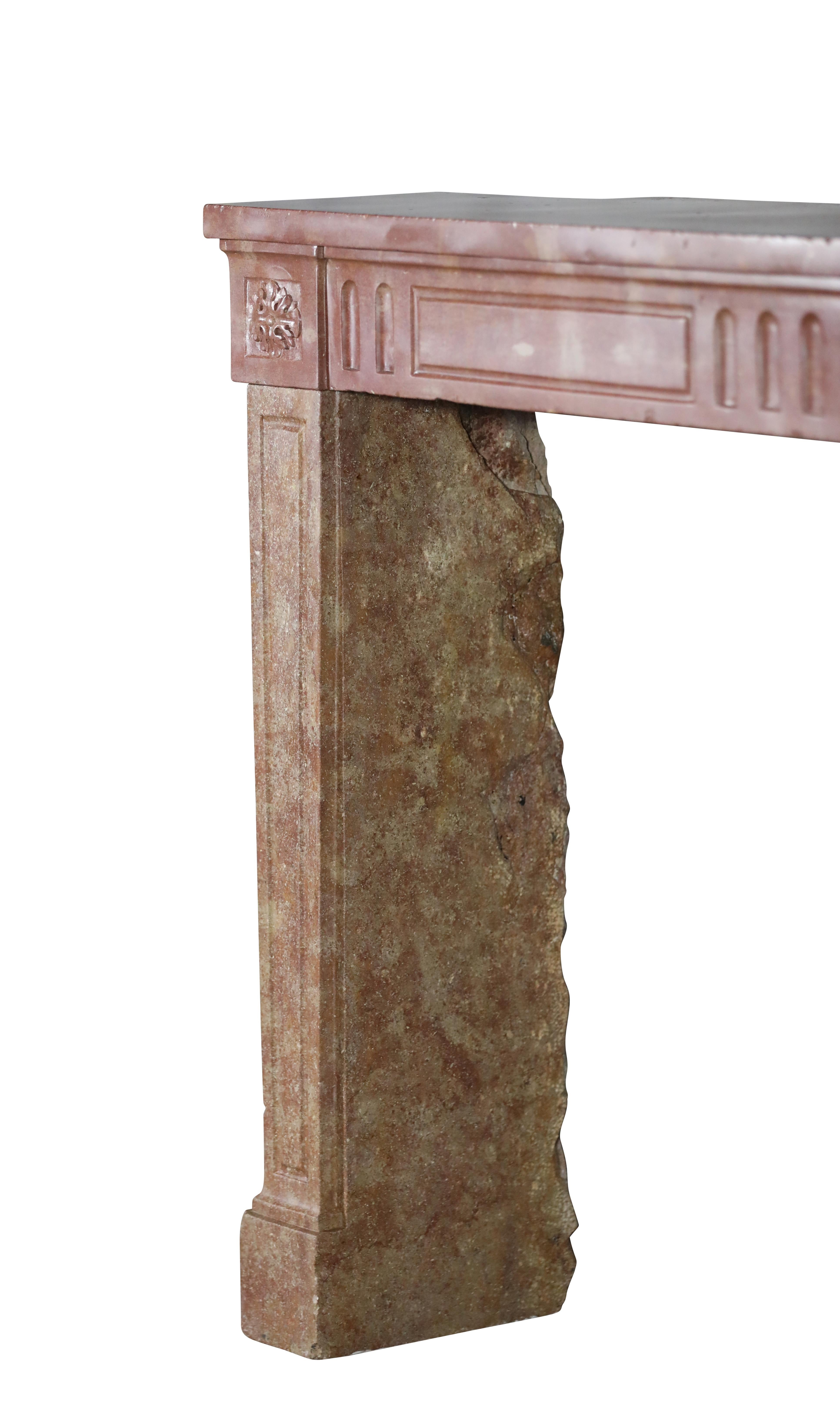 Cozy Moody Louis XVI French Antique Stone Fireplace Surround For Sale 7