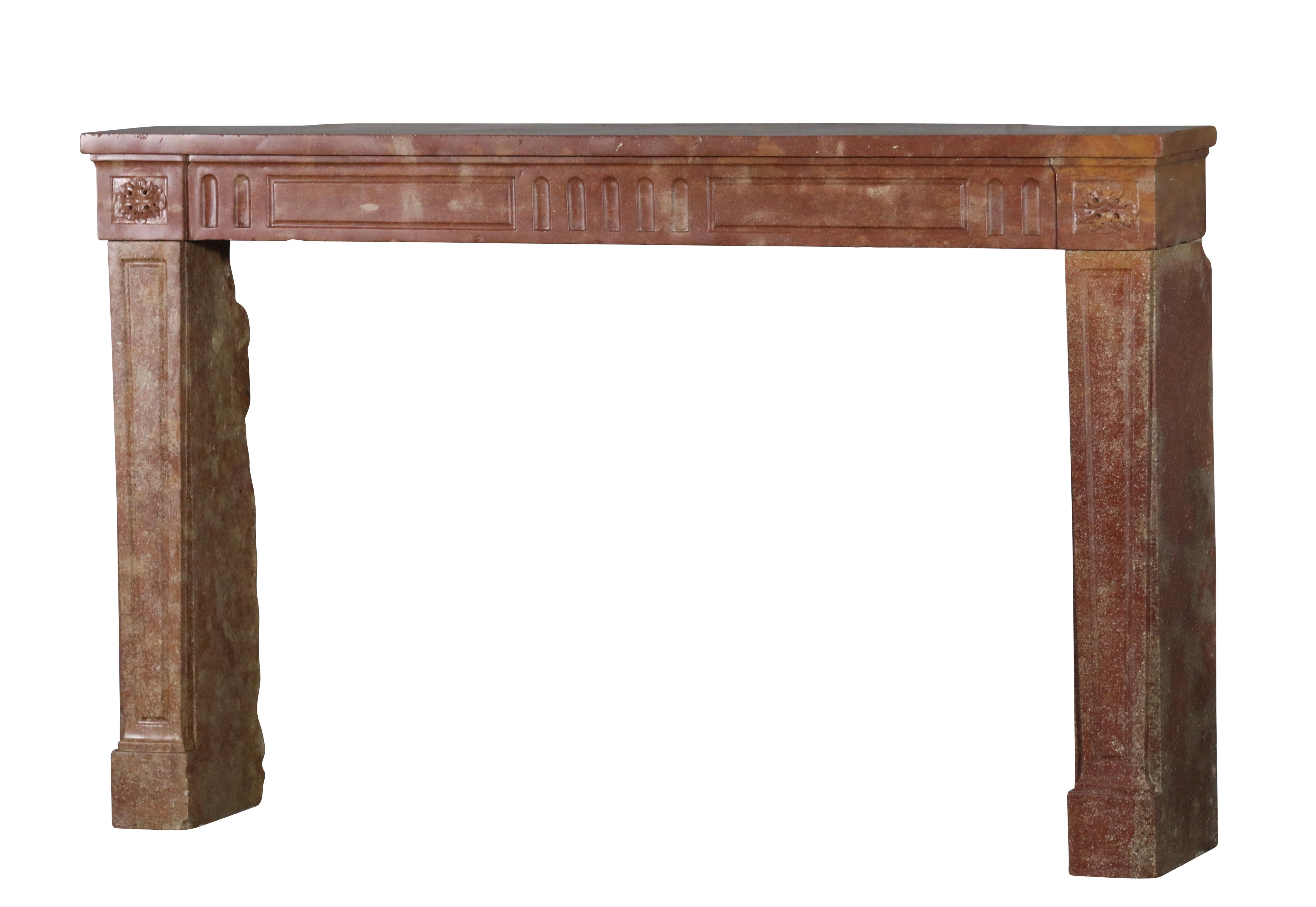 Hand-Carved Cozy Moody Louis XVI French Antique Stone Fireplace Surround For Sale