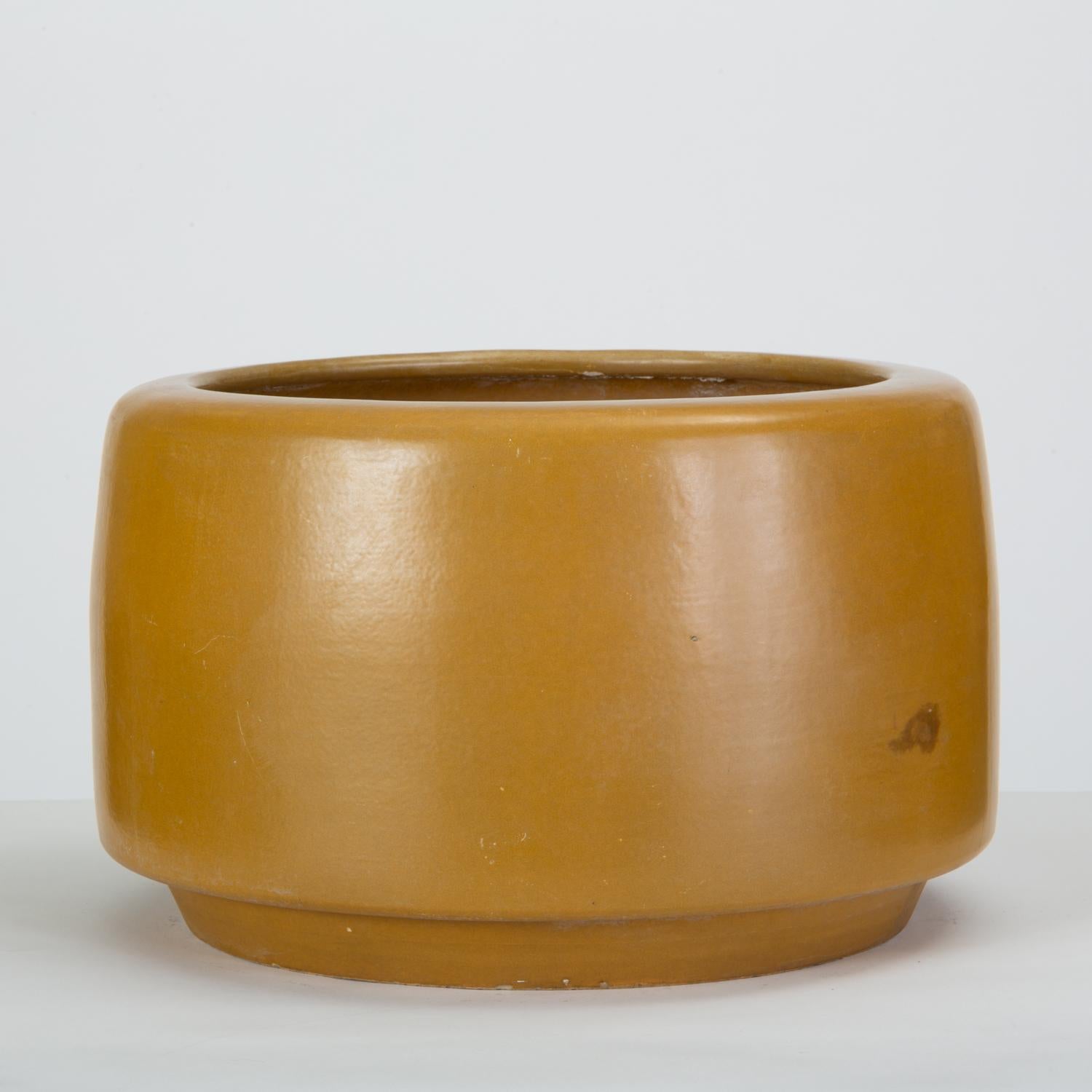 Glazed CP-17 Tire Planter by John Follis for Architectural Pottery in Yellow Glaze