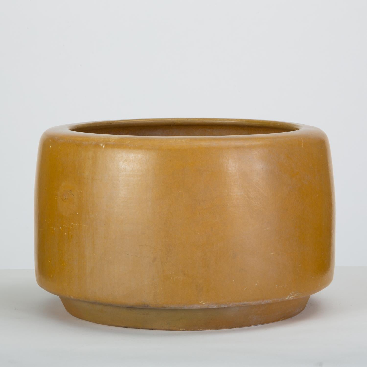 CP-17 Tire Planter by John Follis for Architectural Pottery in Yellow Glaze In Good Condition In Los Angeles, CA