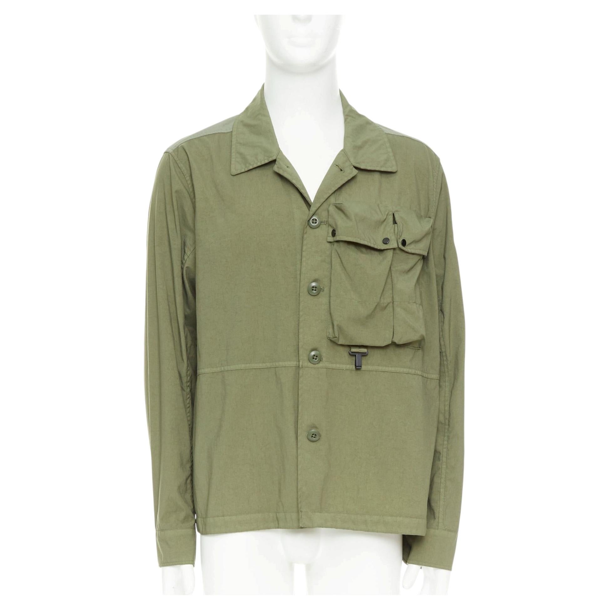 CP COMPANY 101A Taylon P olive green garment dye pocketed overshirt jacket L For Sale